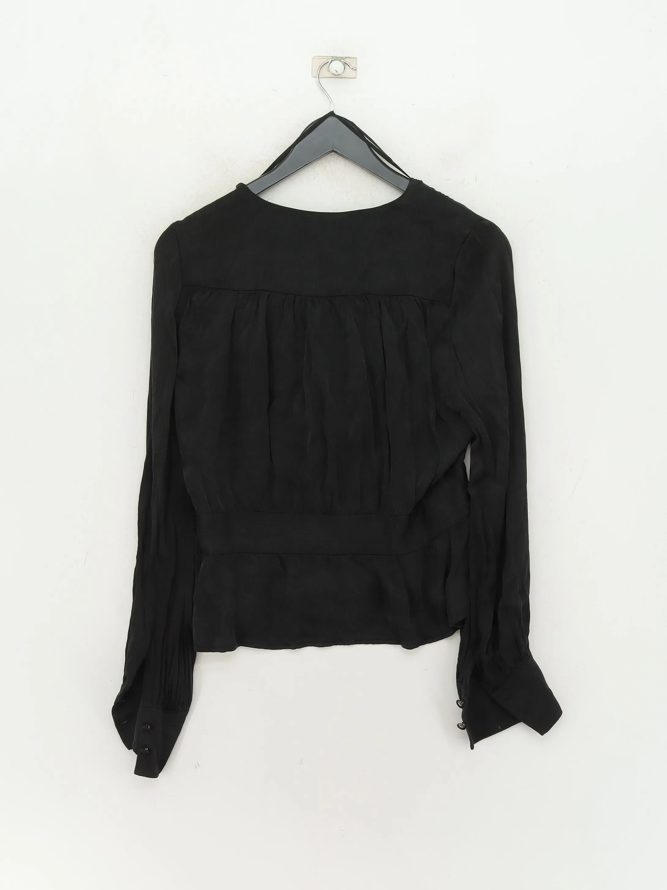 & Other Stories Women's Blouse UK 12 Black Cotton with Viscose