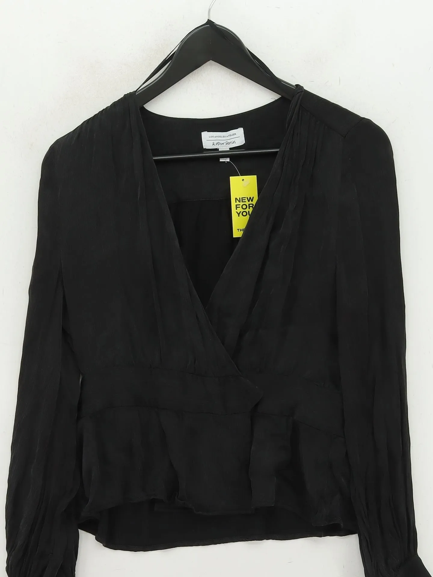 & Other Stories Women's Blouse UK 12 Black Cotton with Viscose