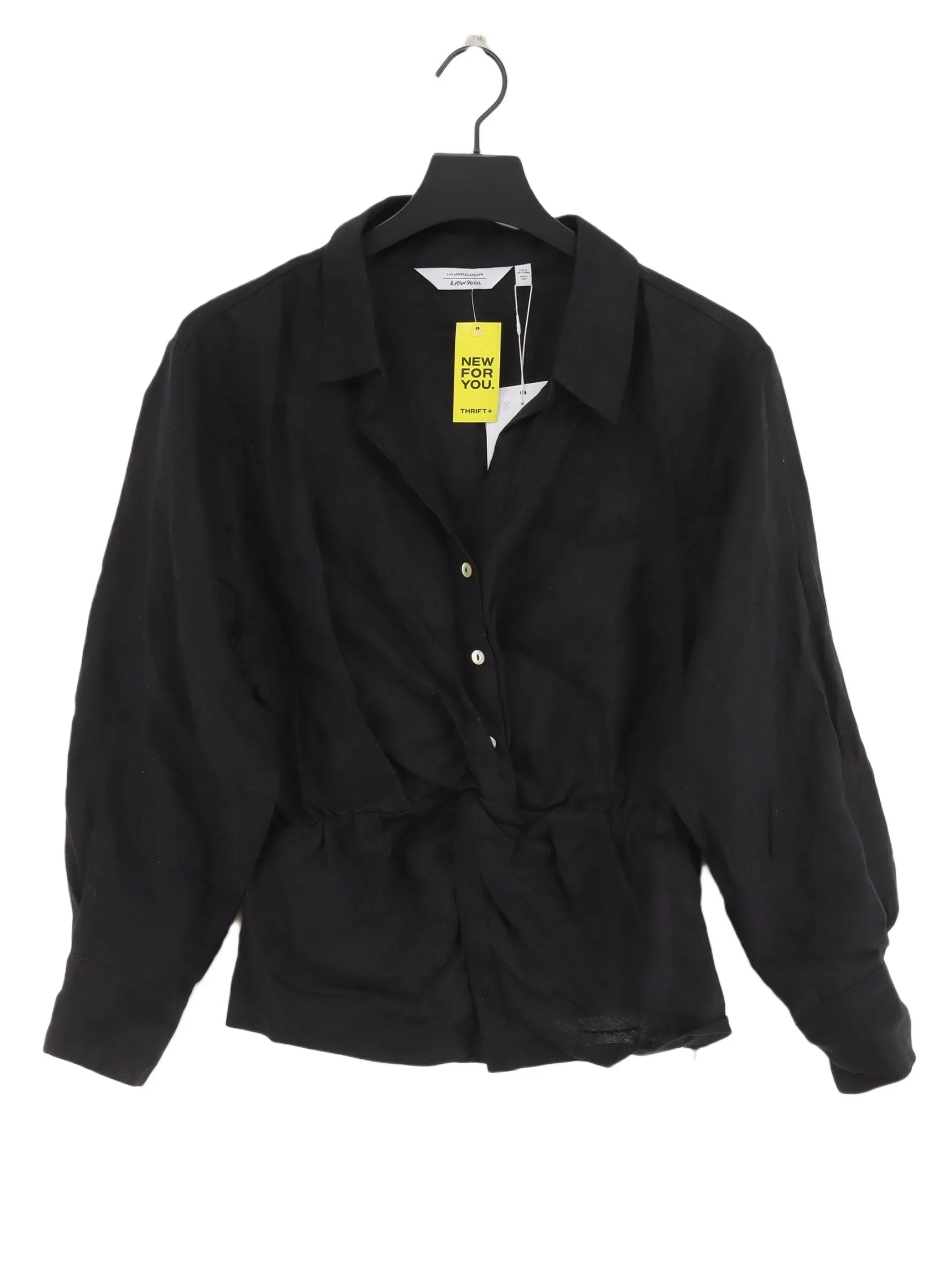 & Other Stories Women's Blouse UK 14 Black 100% Linen