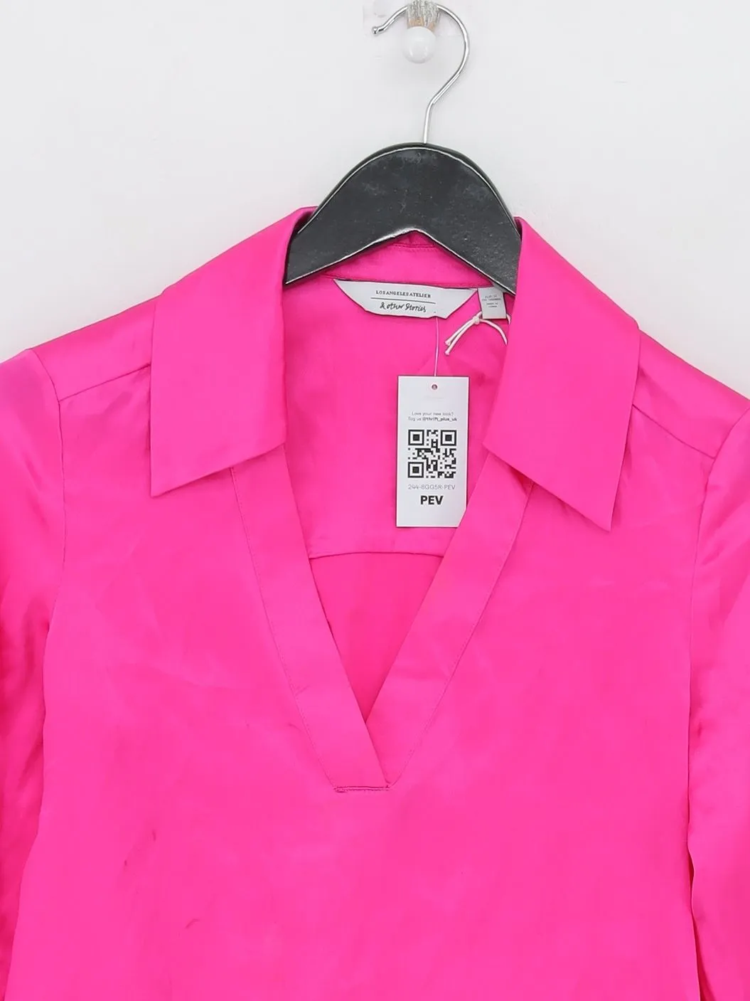 & Other Stories Women's Blouse UK 6 Pink Silk with Elastane