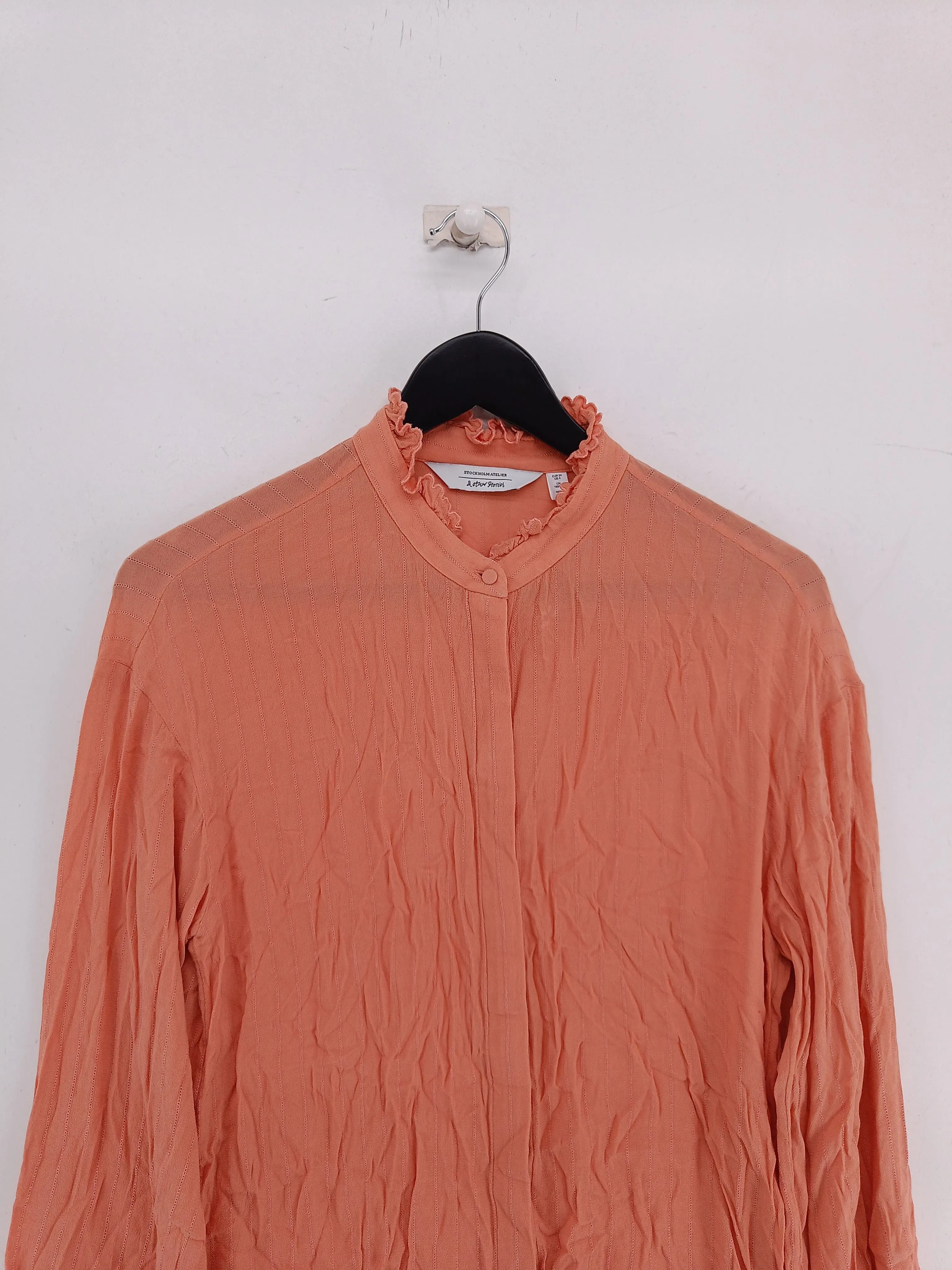 & Other Stories Women's Blouse UK 6 Pink Viscose with Other, Wool