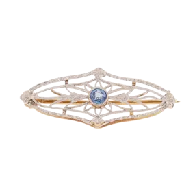 Art Deco Sapphire Two-Tone Brooch