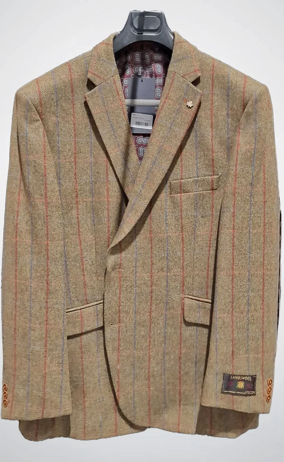 Barucci Frost Men's Vintage Brown Pure Wool Tweed Blazer