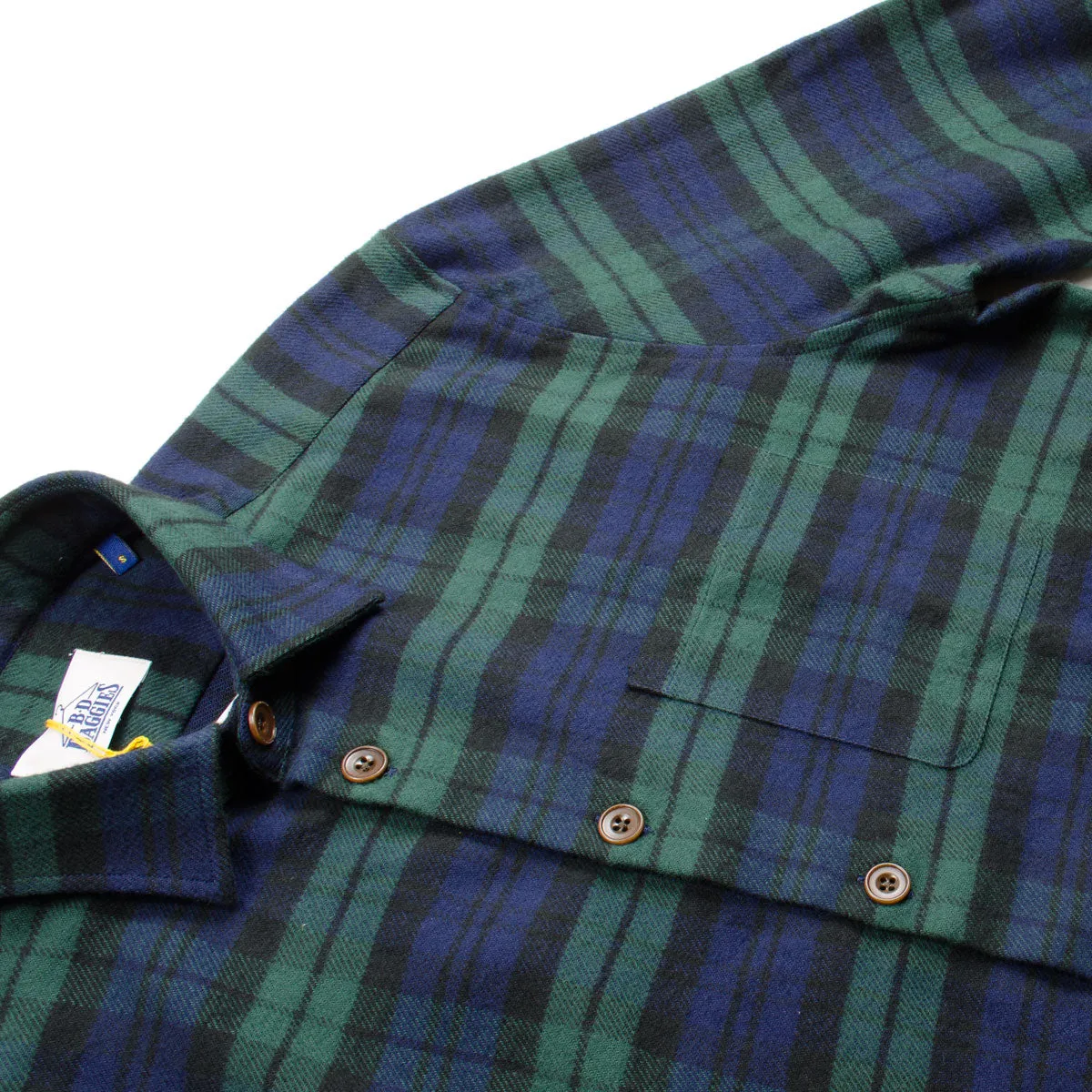 BD Baggies - Blouse Shirt - Flannel Check Navy & Green