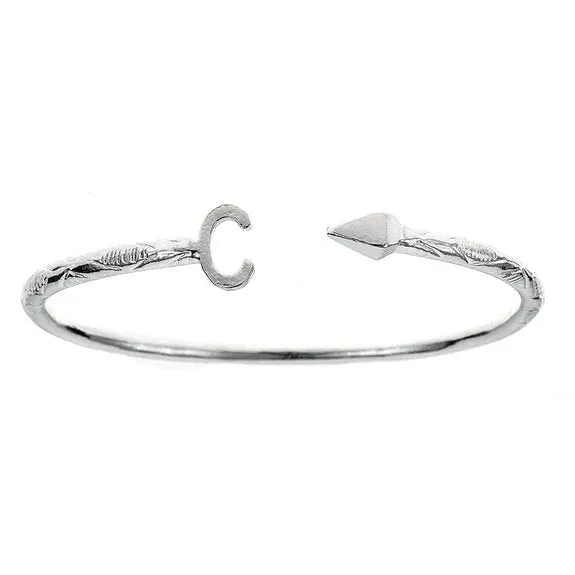 Better Jewelry Personalized West Indian Bangle w. Pyramid End .925 Sterling Silver, 1 piece