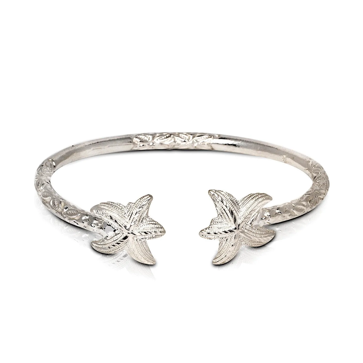 Better Jewelry Solid .925 Sterling Silver Starfish Bangle, 1 piece