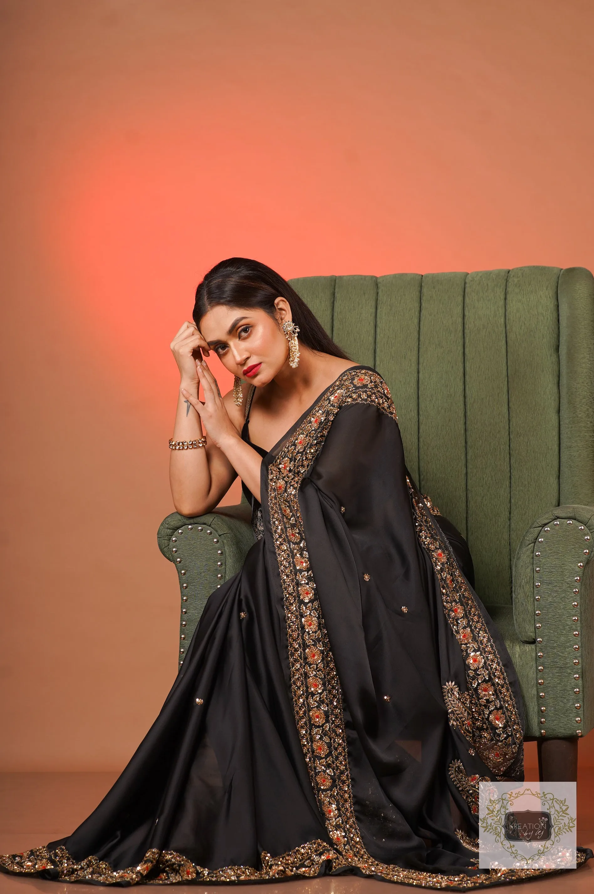 Black Prajoti Crepe Silk Saree