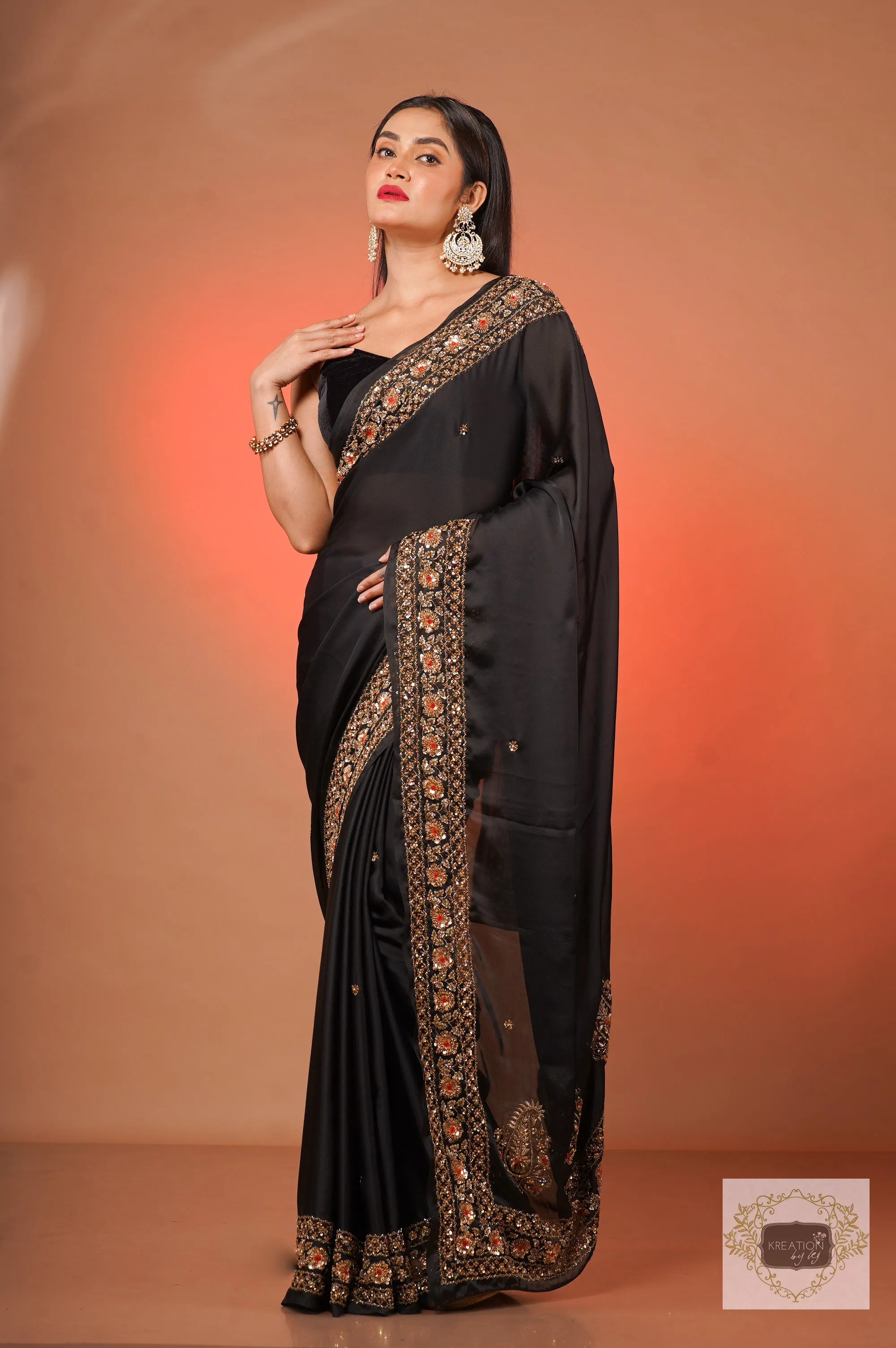 Black Prajoti Crepe Silk Saree