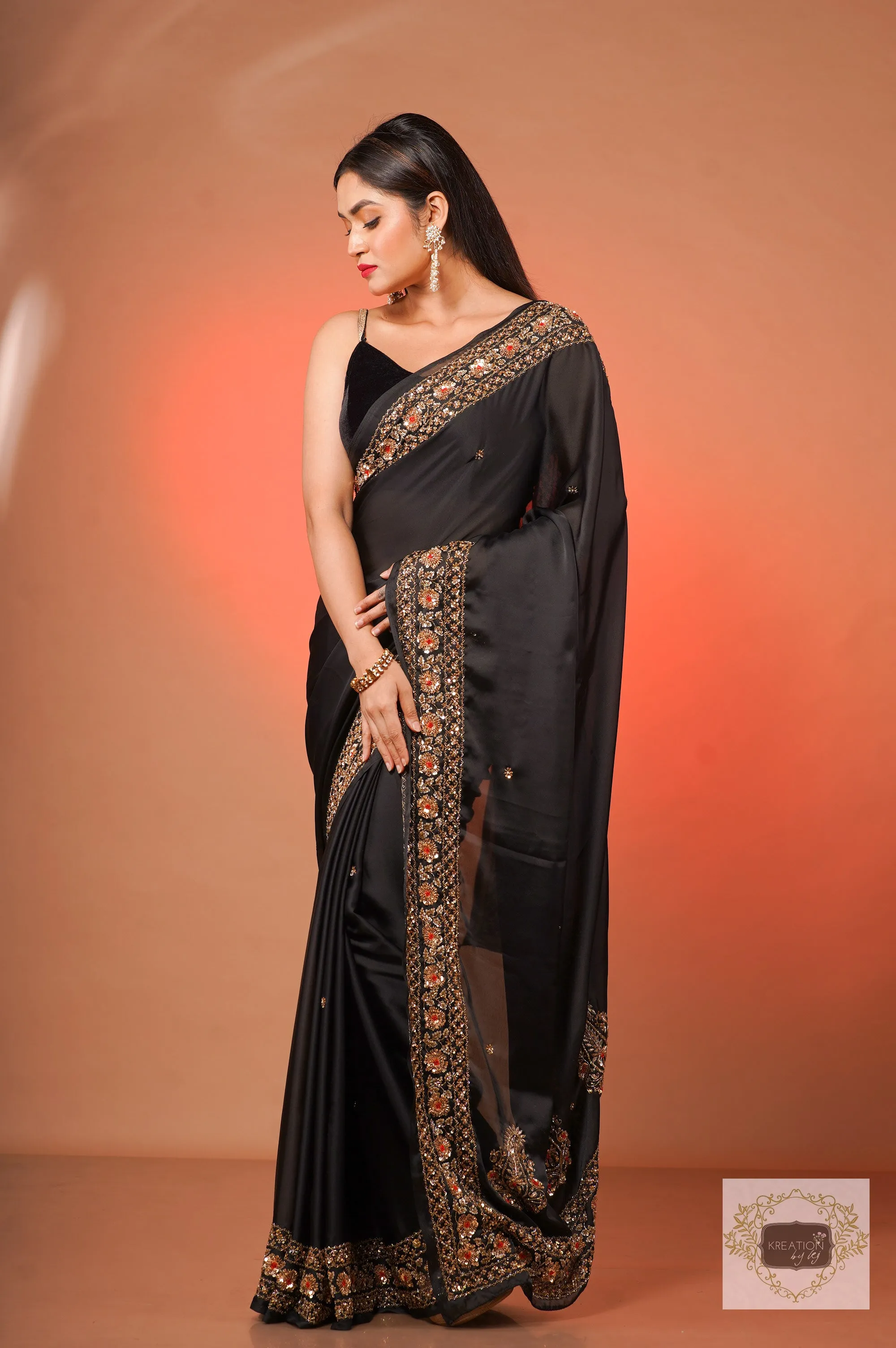 Black Prajoti Crepe Silk Saree