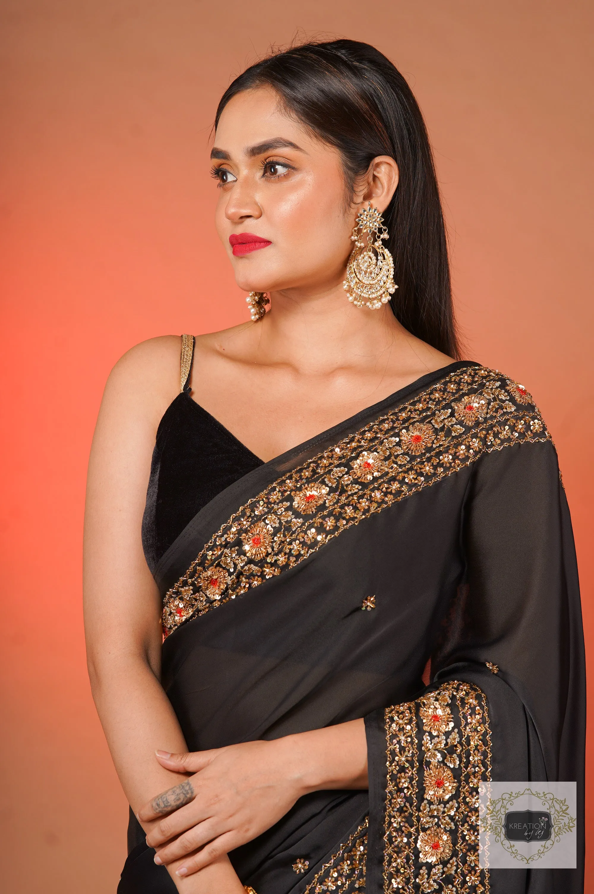 Black Prajoti Crepe Silk Saree