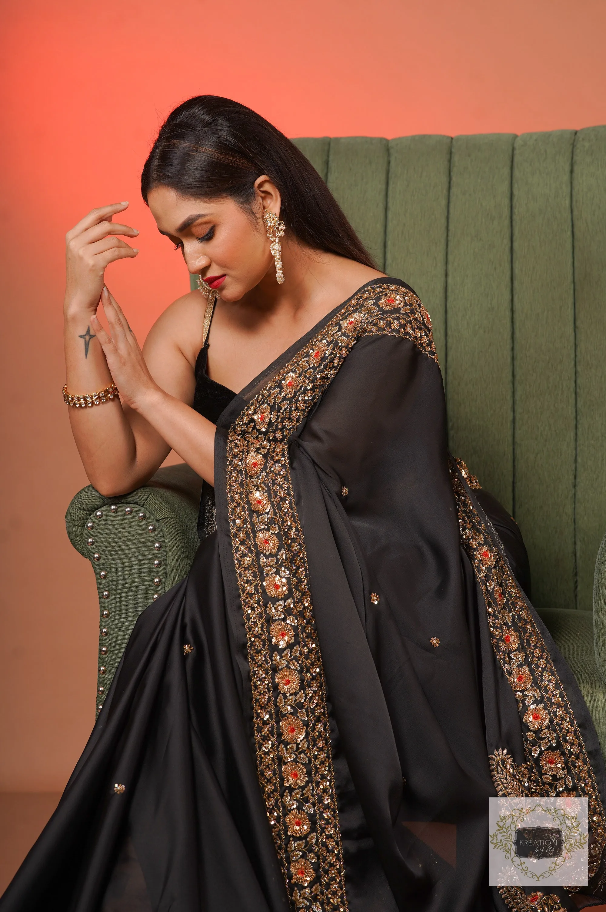 Black Prajoti Crepe Silk Saree