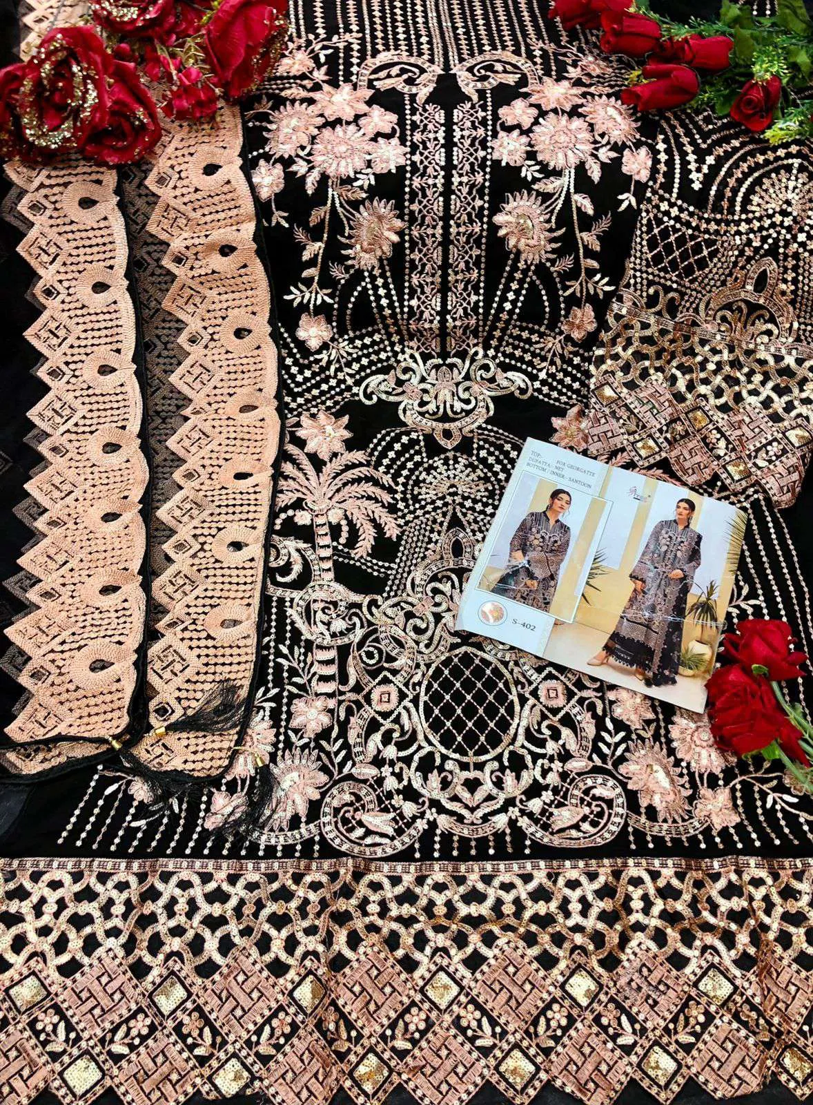 Black Sober Embroidered Pakistani Style Suit