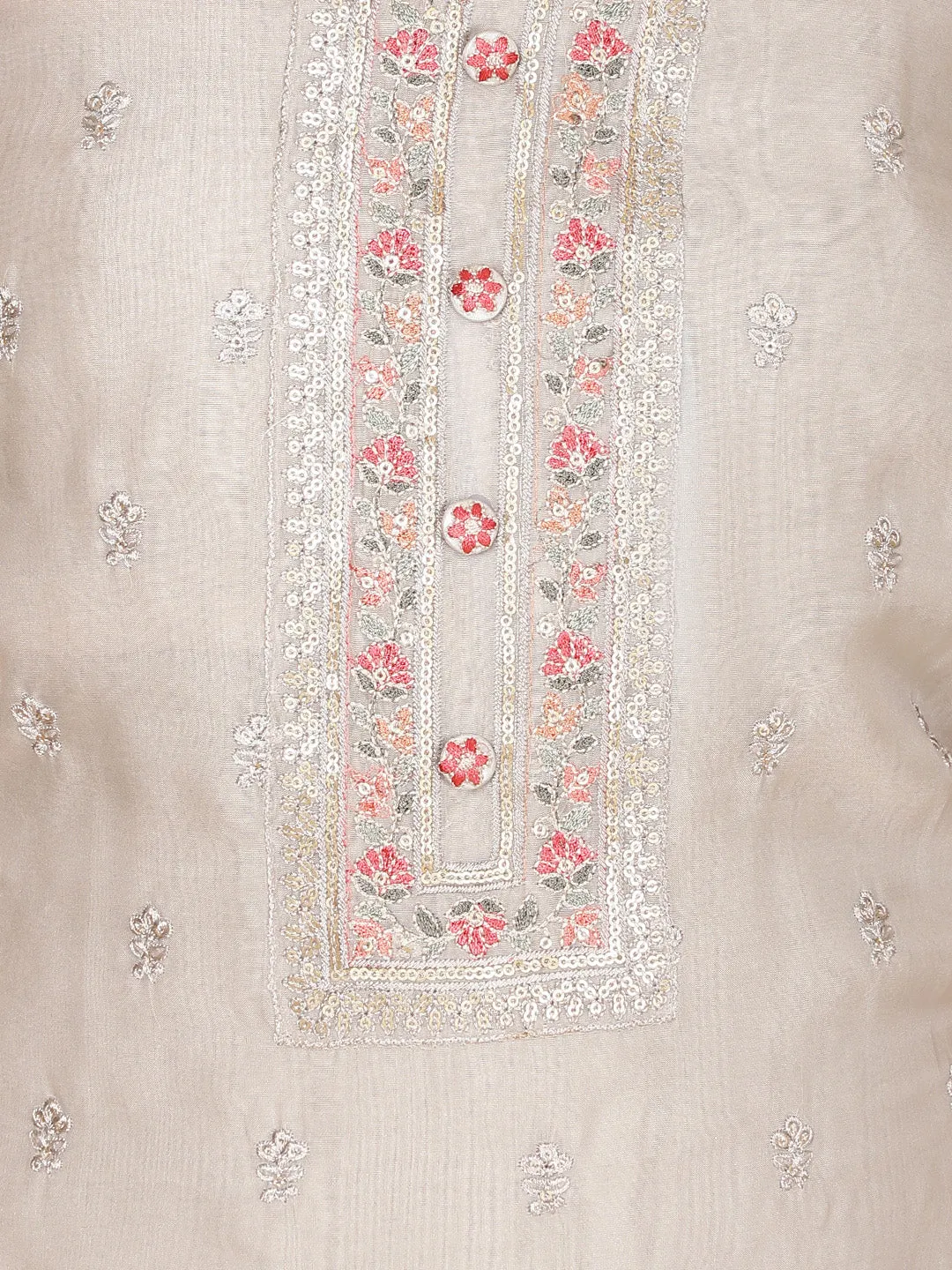 Booti Embroidery Organza Unstitched Suit Piece With Dupatta