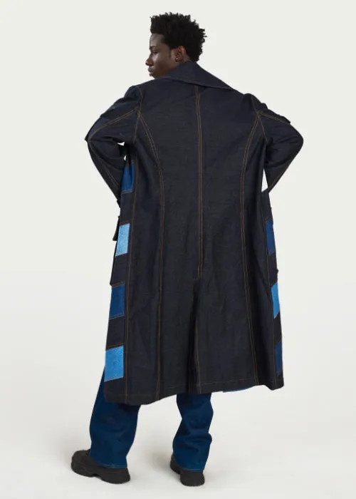 Boyedoe Kuntunkununku Unisex Patchwork Denim Trench Coat