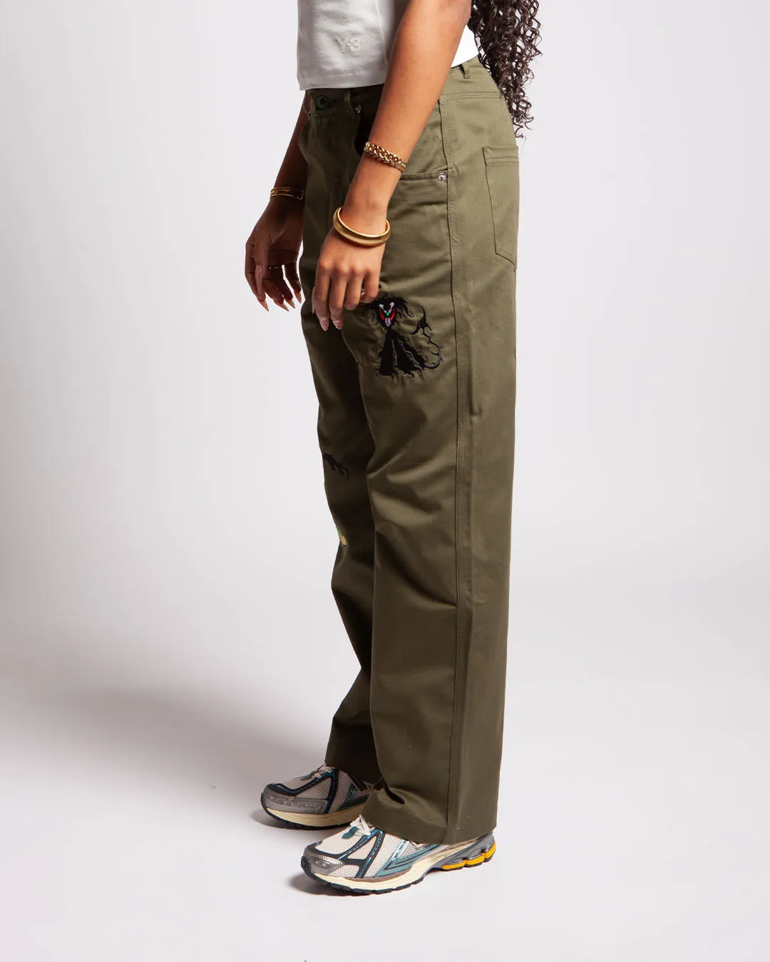 Brain Dead Twisted Snout Embroidered Pant Olive