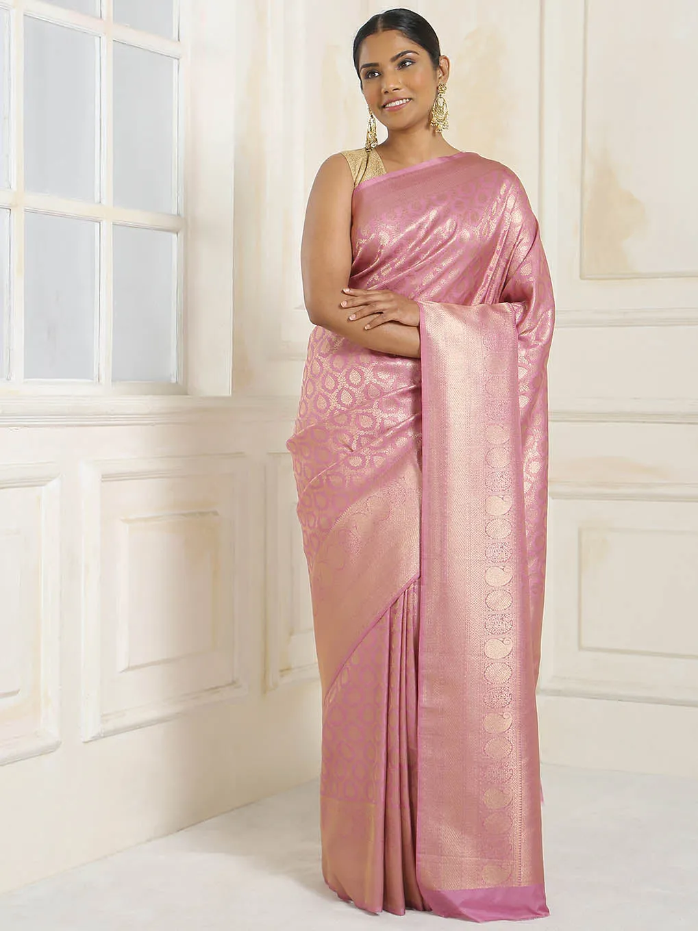 Brocade Zari Jaal Handloom Woven Saree