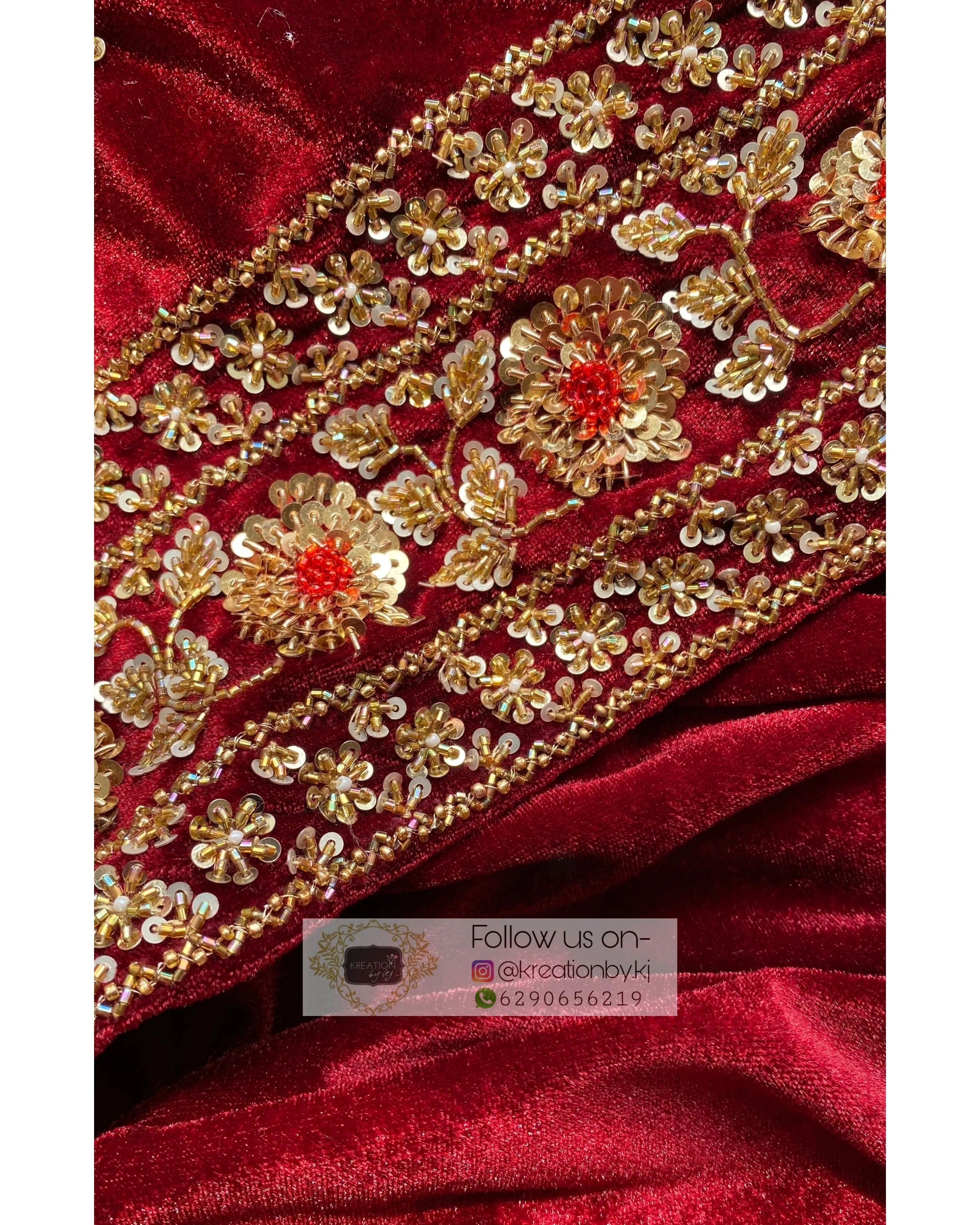 Burgundy Velvet Prajoti Saree