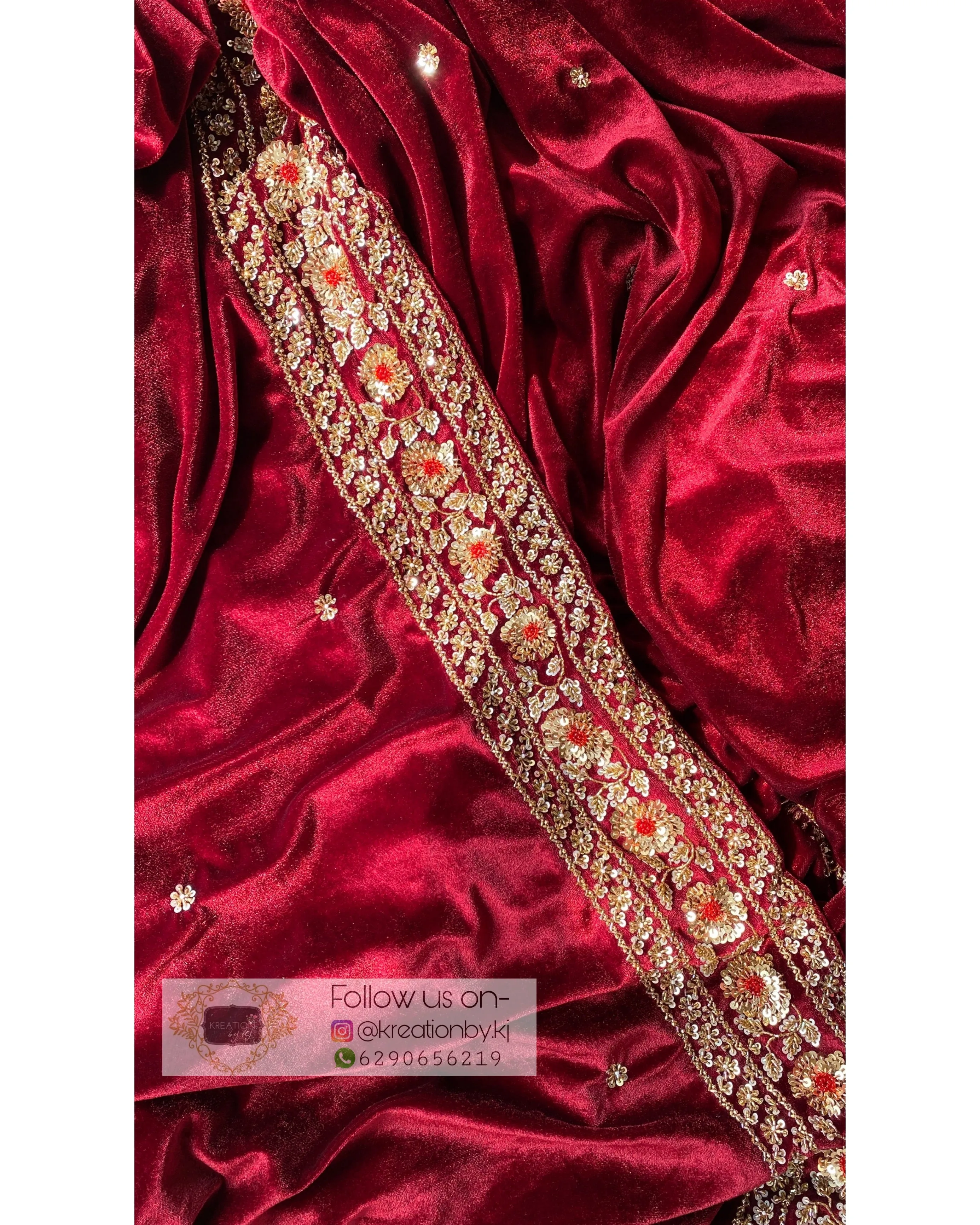 Burgundy Velvet Prajoti Saree