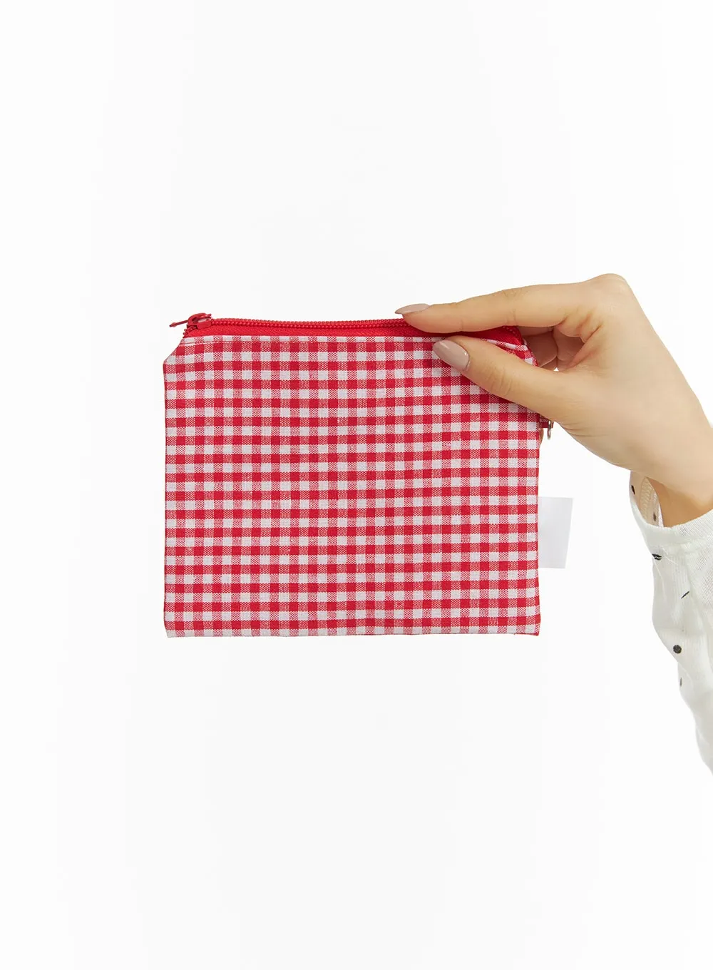 Cherry Embroidered Gingham Pouch IF421