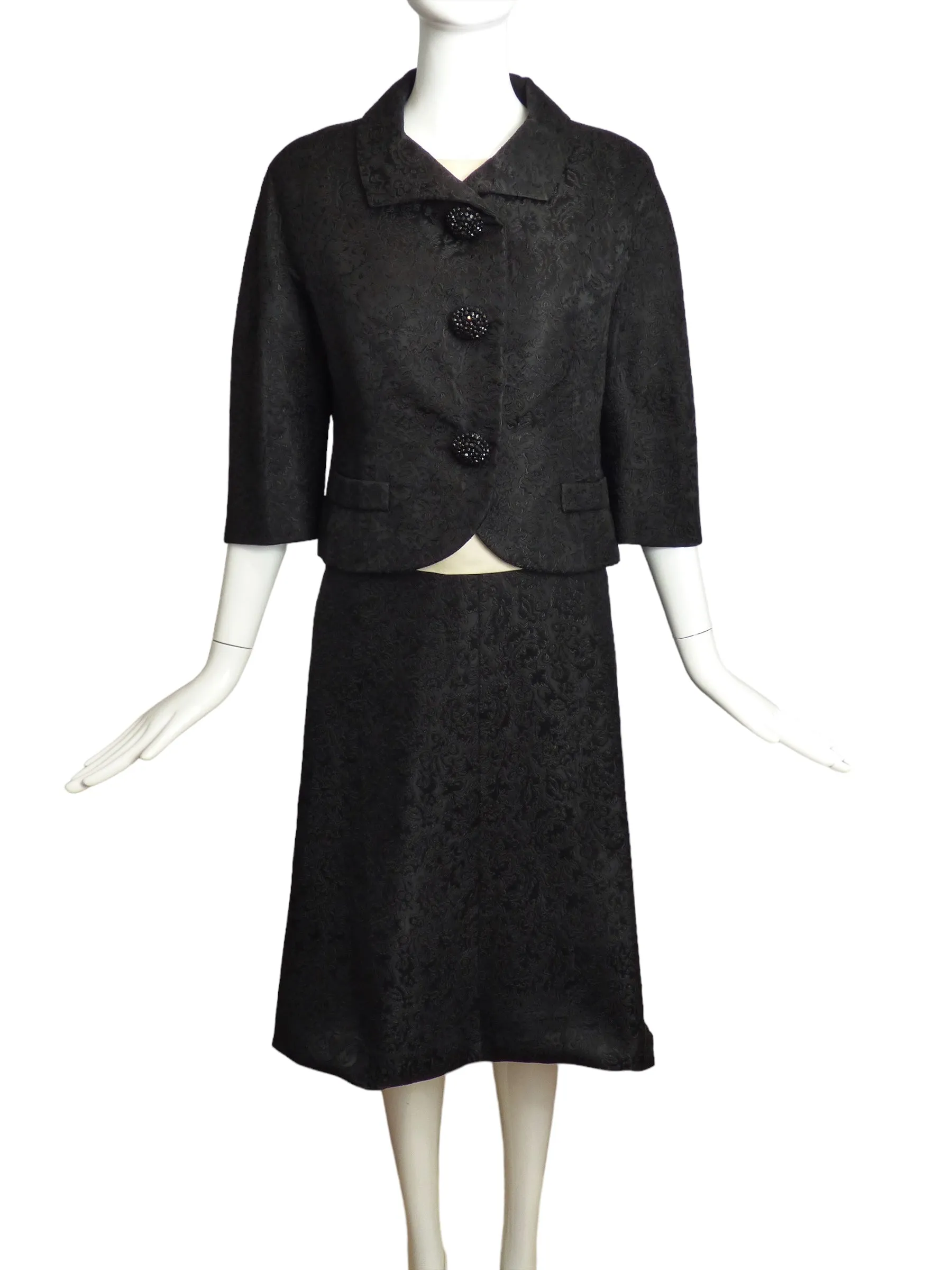 CHRISTIAN DIOR- 1950s 3pc Brocade Skirt Suit, Size 8