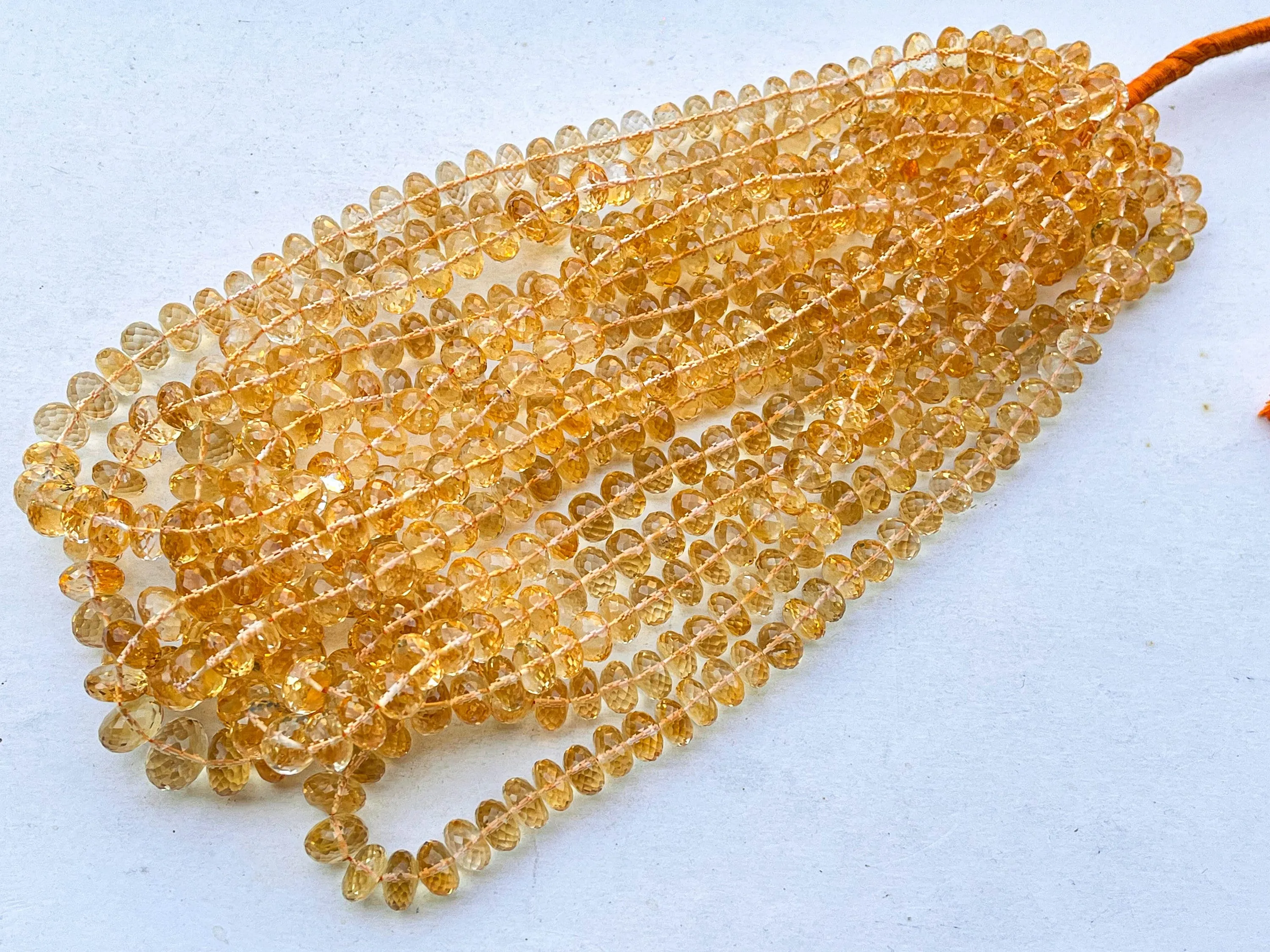 Citrine Faceted Rondelle Shape Beads