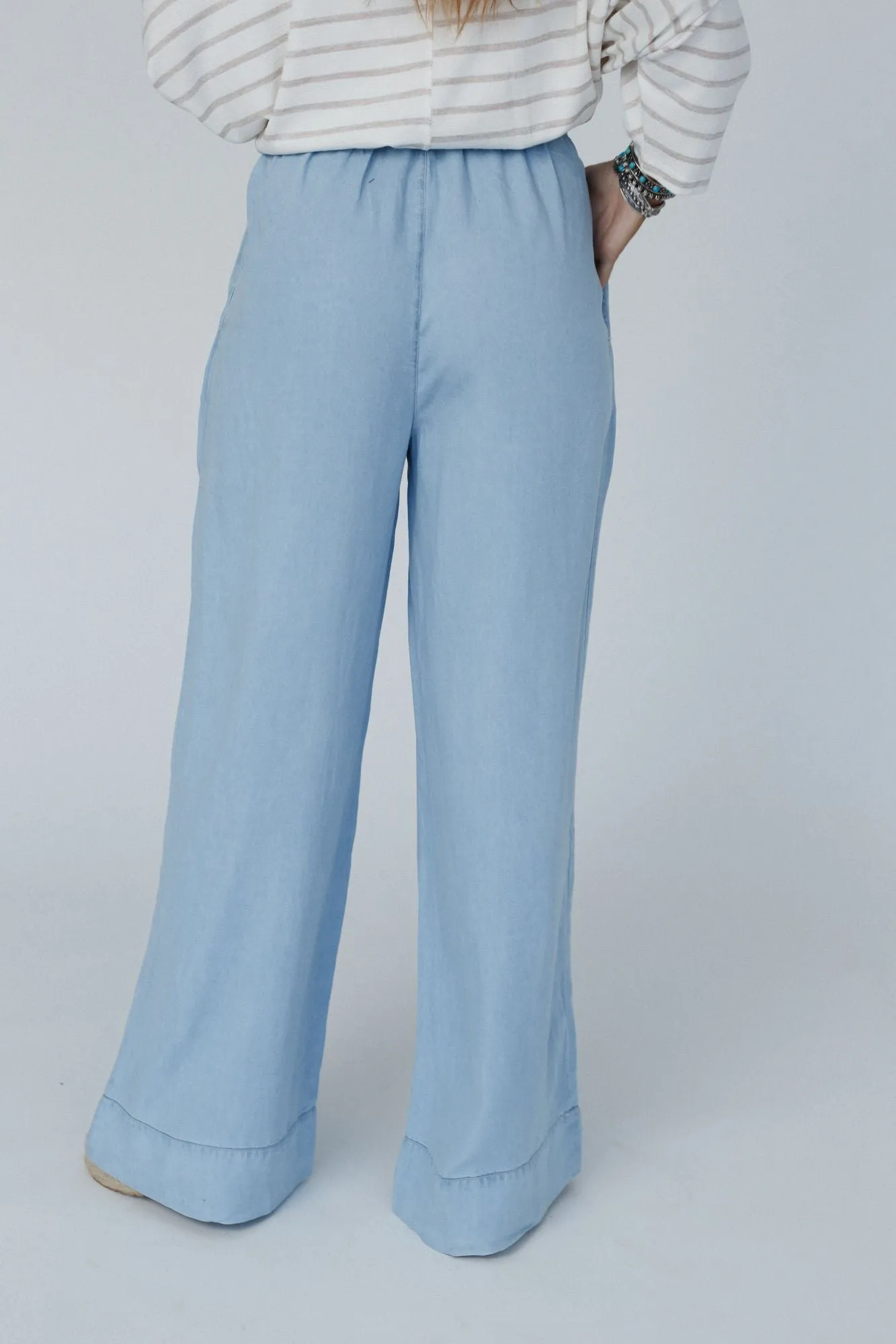 City Sway Wide Leg Denim Pants - Blue