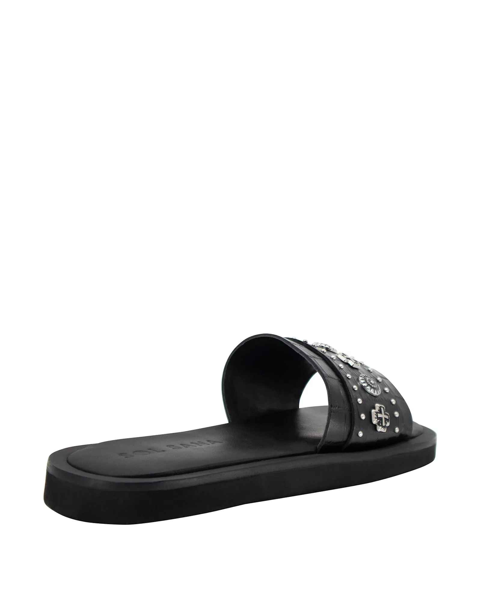 Cleo Stud Slides - Black / Silver