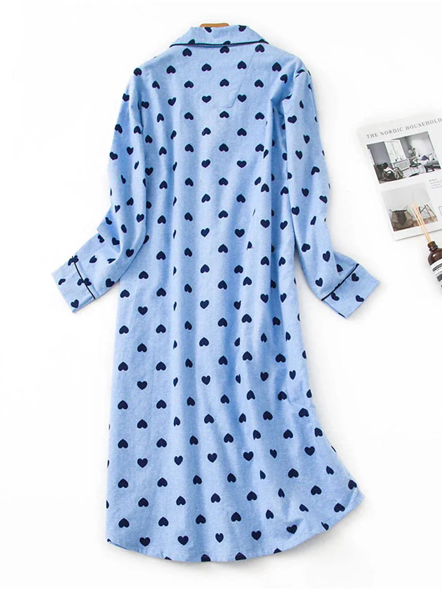 Comfortable Heart Grid/Plaid Nightgown Dress for Women