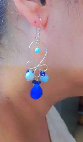 Dainty Blue Quartz Handmade Drop Earrings