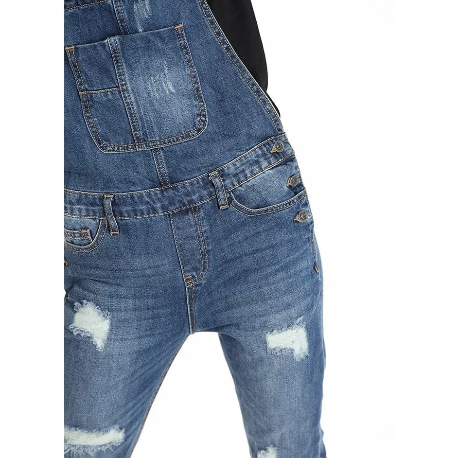 Damen Hose Latz Baumwolle Denim