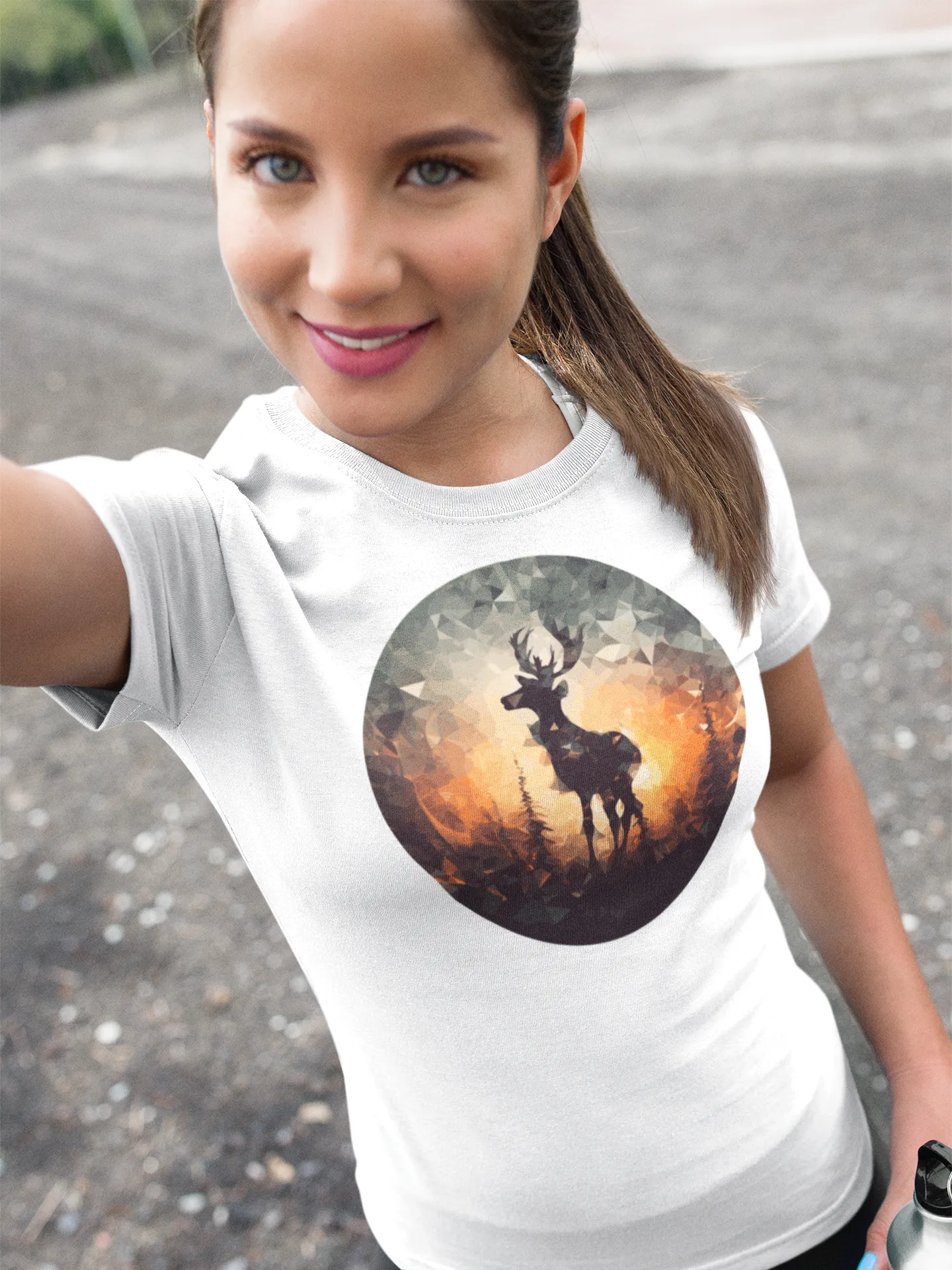 Damen T-Shirt mit Hirschmotiv "Polygon Hirsch"