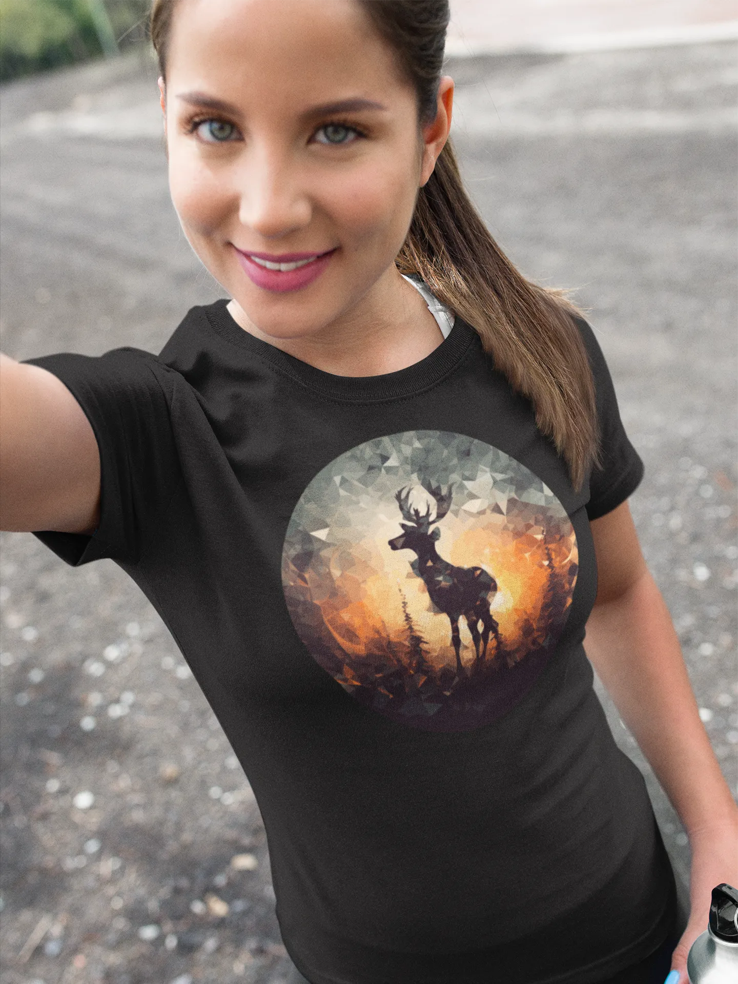 Damen T-Shirt mit Hirschmotiv "Polygon Hirsch"