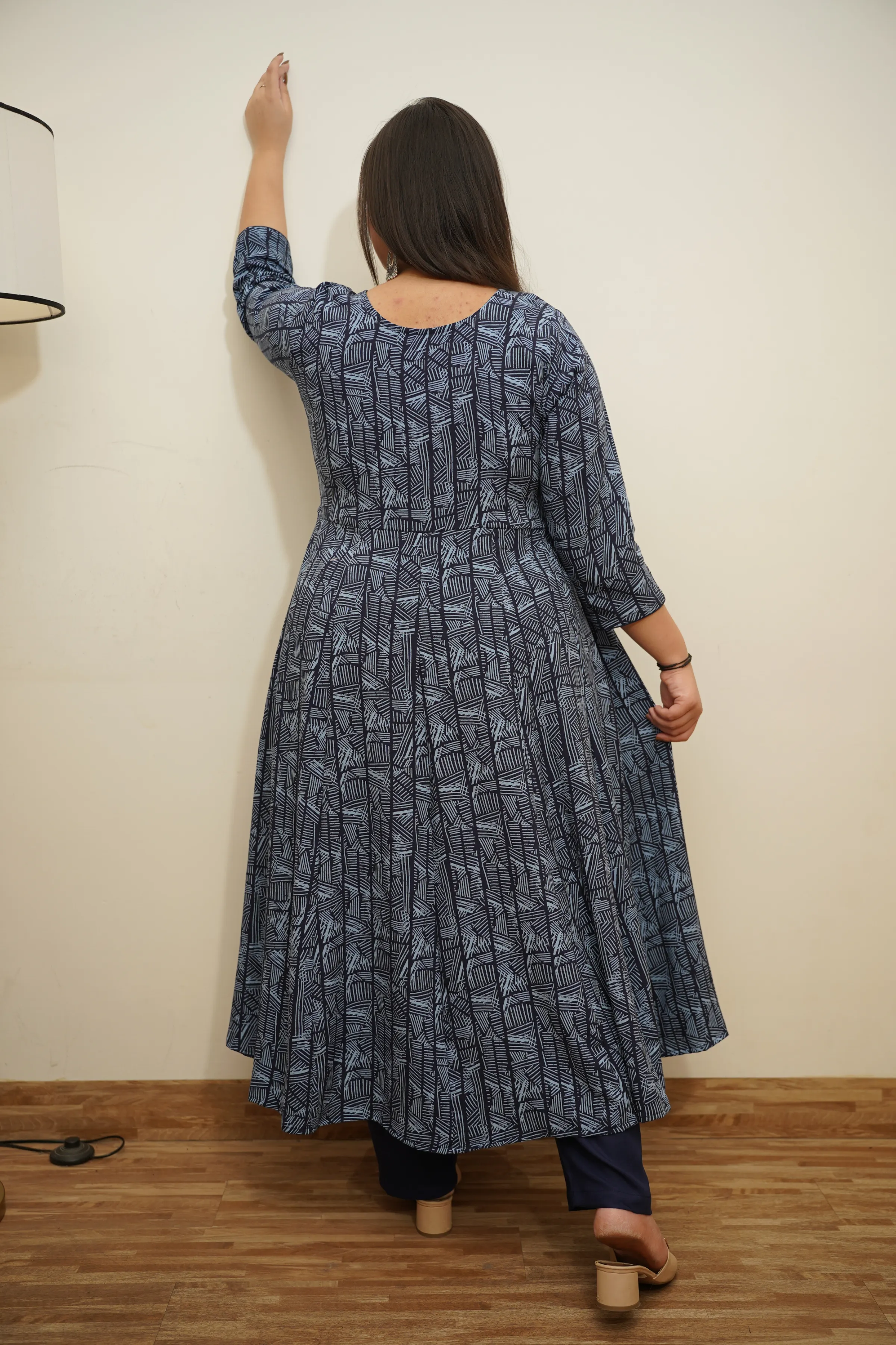 Deep Indigo Rayon Anarkali Set