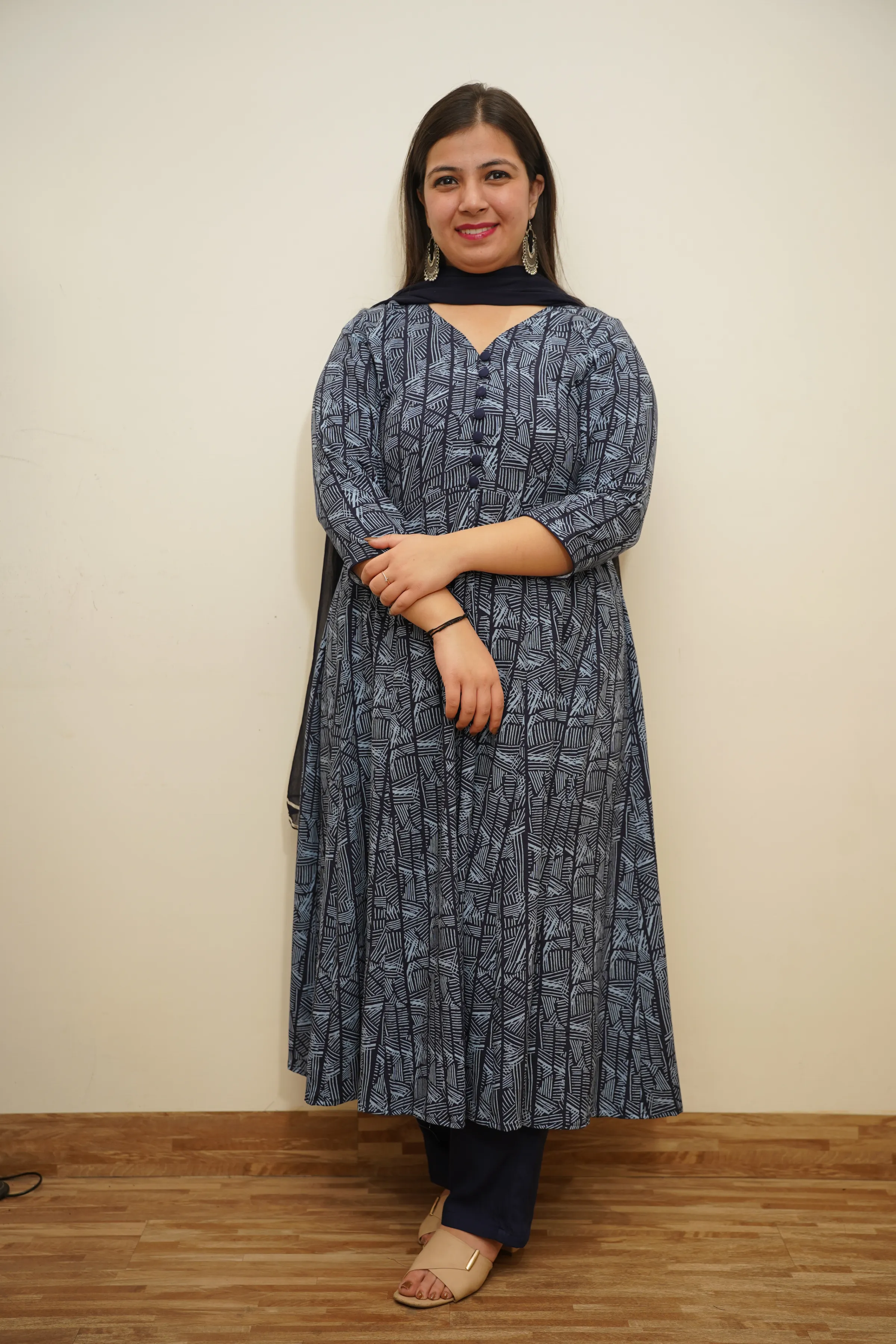 Deep Indigo Rayon Anarkali Set