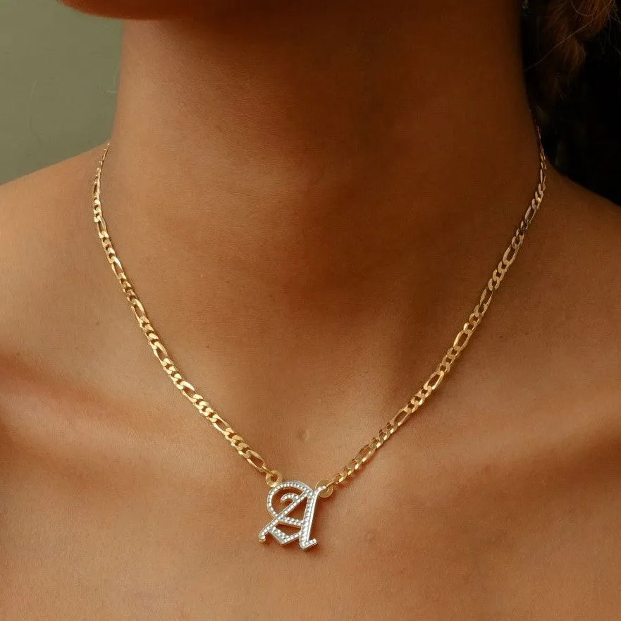 Double Plated Gothic Initial Necklace