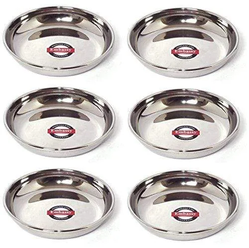 Embassy Dipping Plate, Size 0, 9.8 cms (Pack of 6, Stainless Steel)