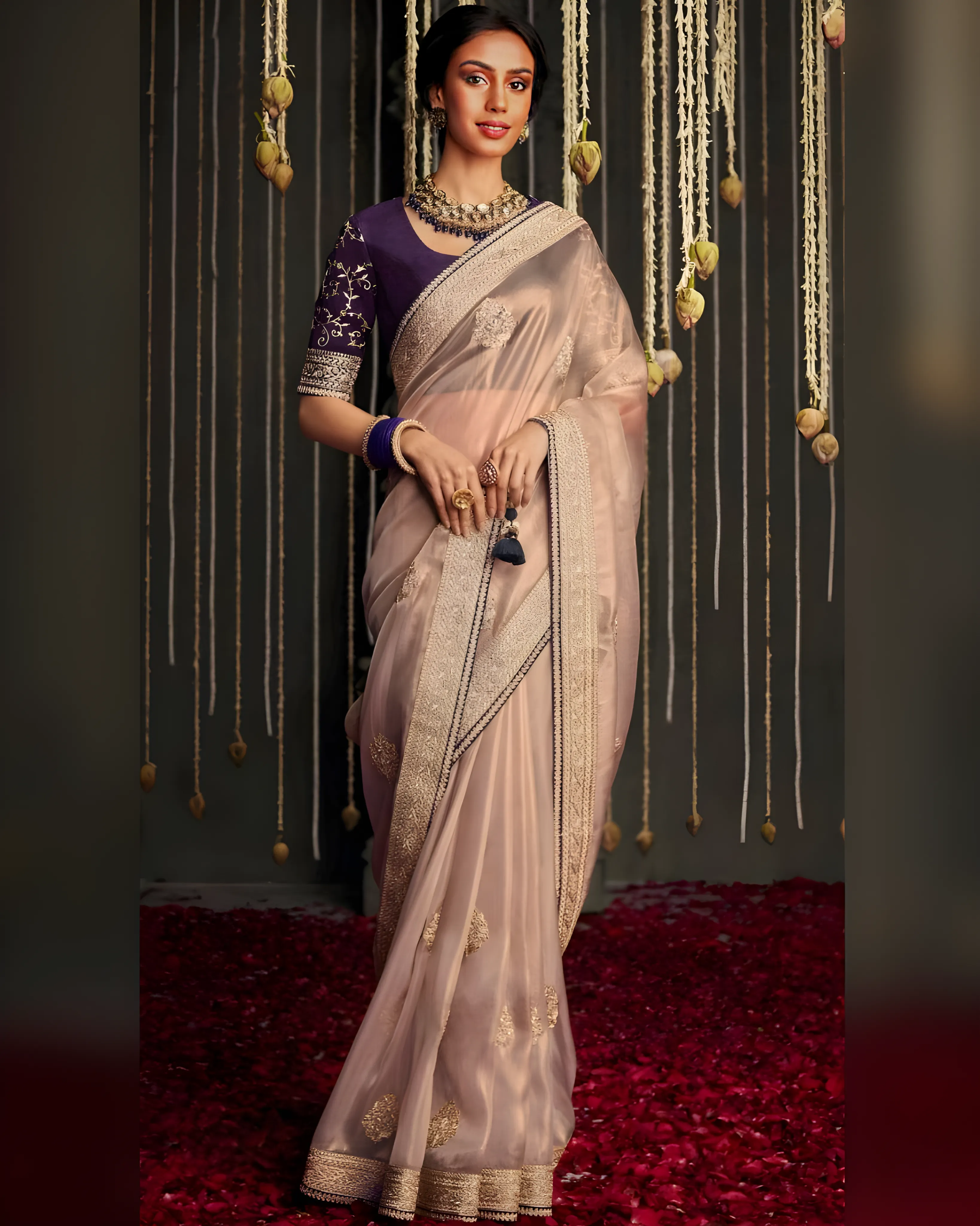 Embroidered Soft Tissue Silk Saree