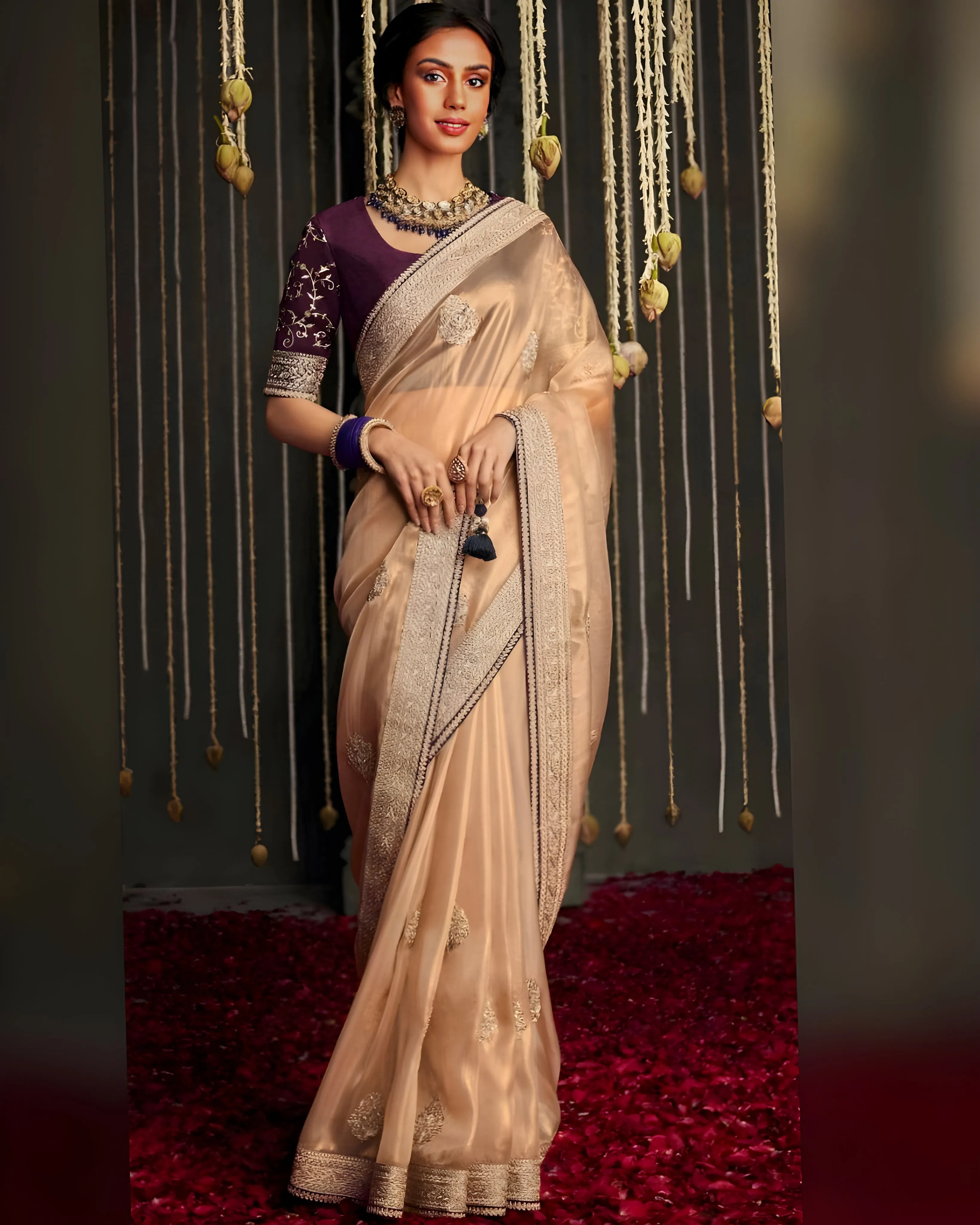 Embroidered Soft Tissue Silk Saree