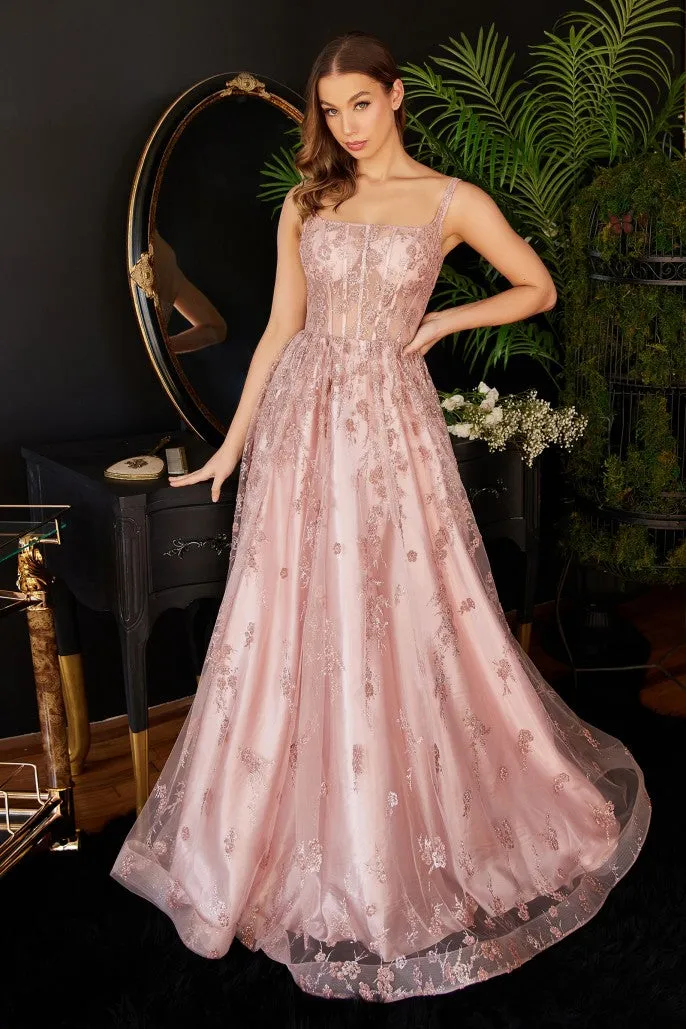 Enchanting Love | Glitter Print A Line Gown | LaDivine J840