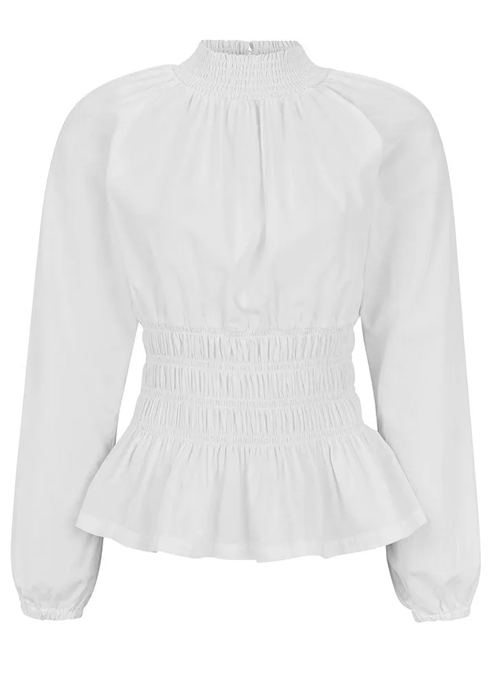 Esmé Studios Mabel Smock Blouse ES322-709 Bluse - White