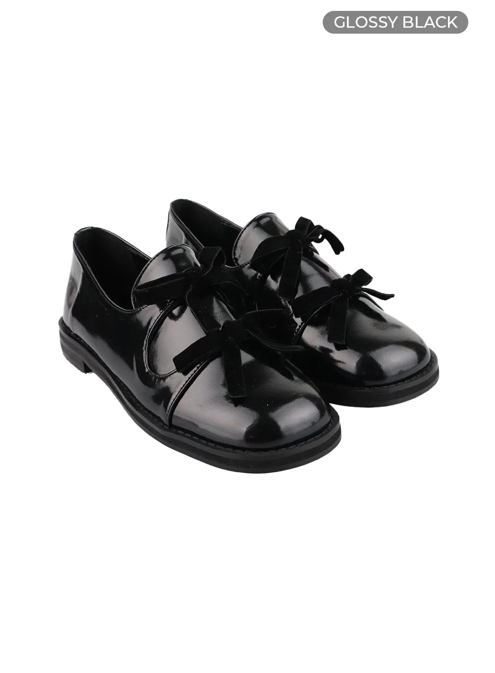 Faux Leather Ribbon Loafers OA416