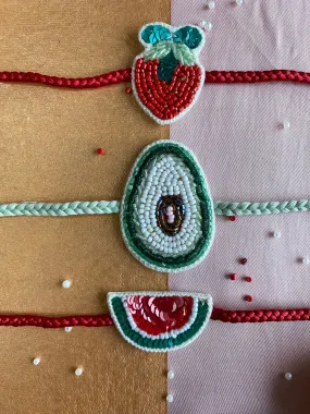 Fruits Embroidered Rakhi  set of 3