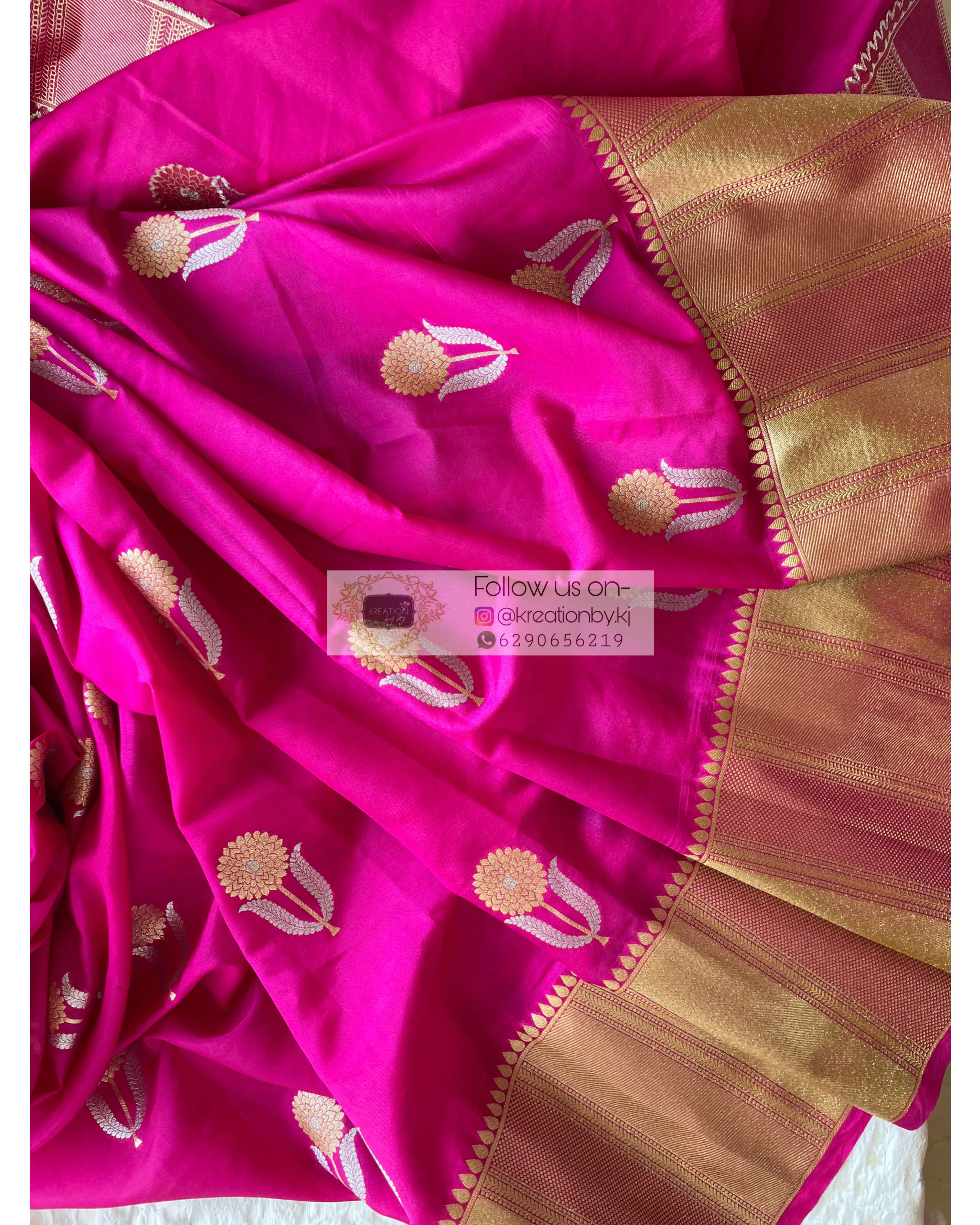 Fuschia Kataan Silk Saree with Gulaab Boota