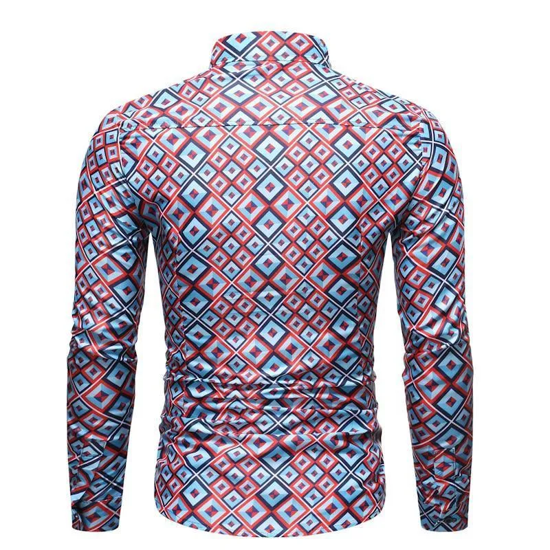 Geometric Slim Fit Casual Shirt For Men