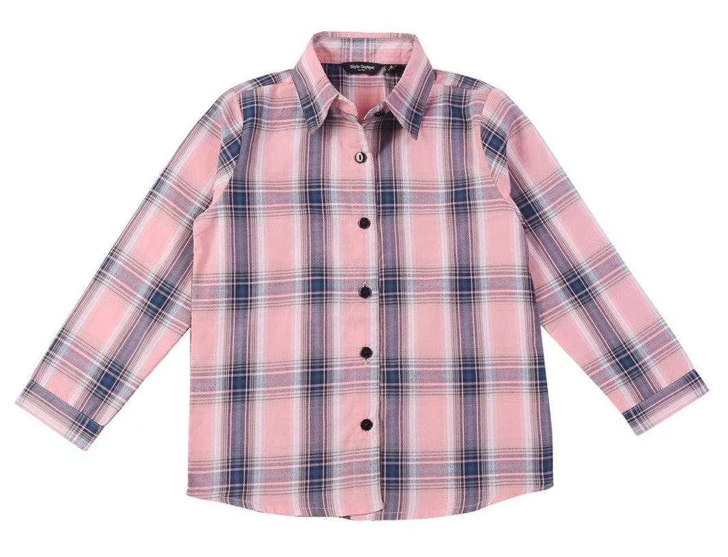 Girls Pink & Blue Regular Fit Checked Casual Shirt