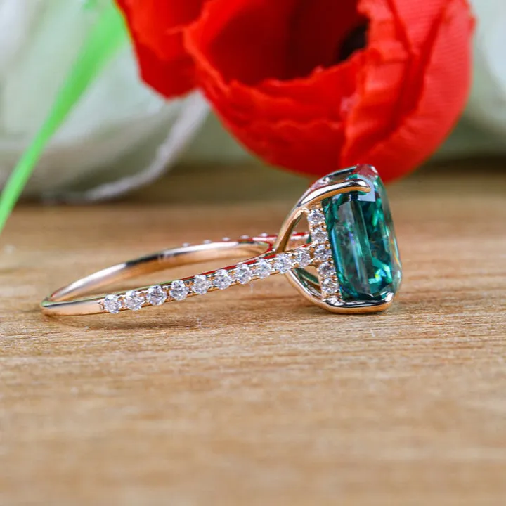 Gorgeous Radiant Cut Paraiba Tourmaline Sterling Silver Engagement Ring