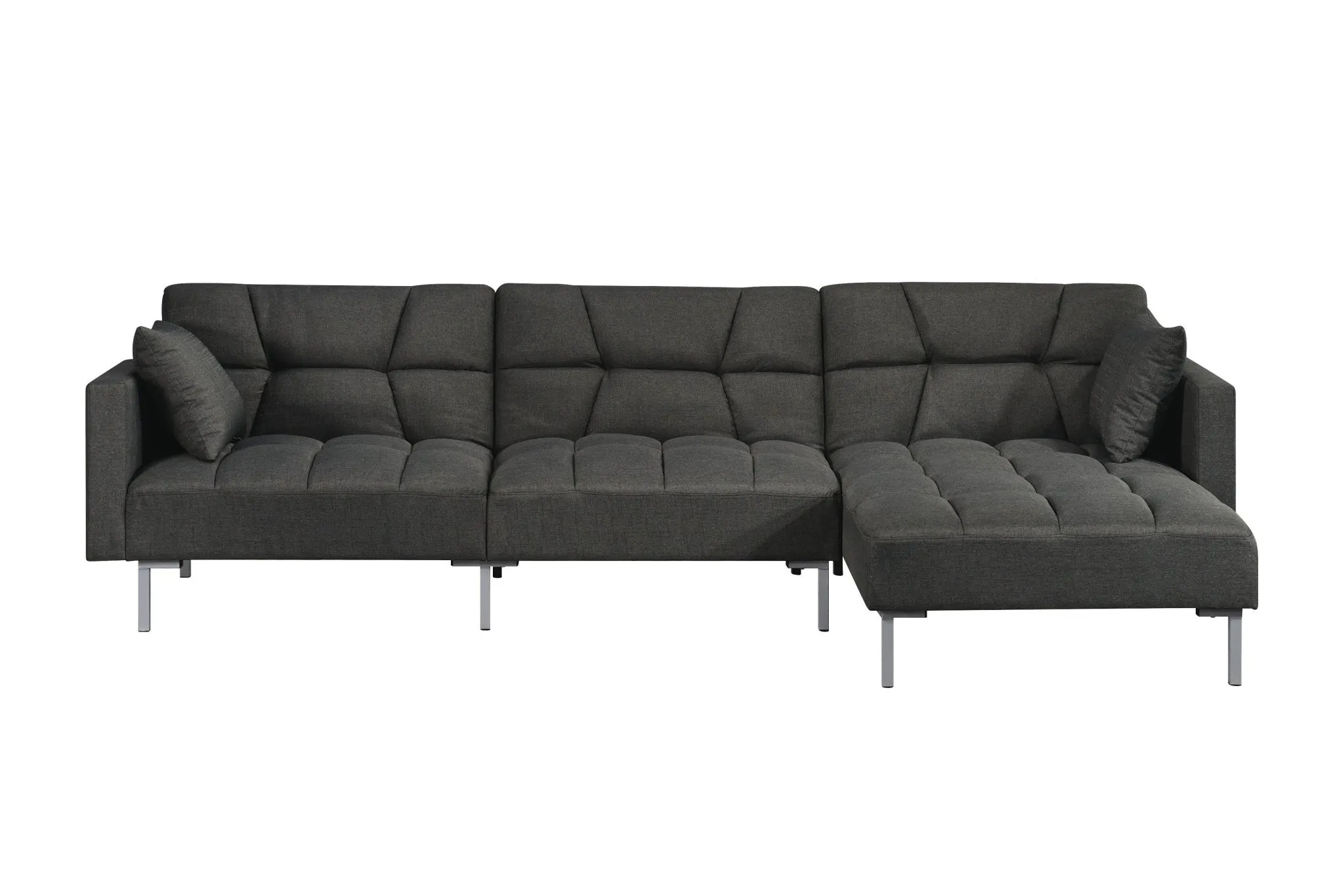 Gray 100% Polyester L Shaped Two Piece Sofa and Chaise