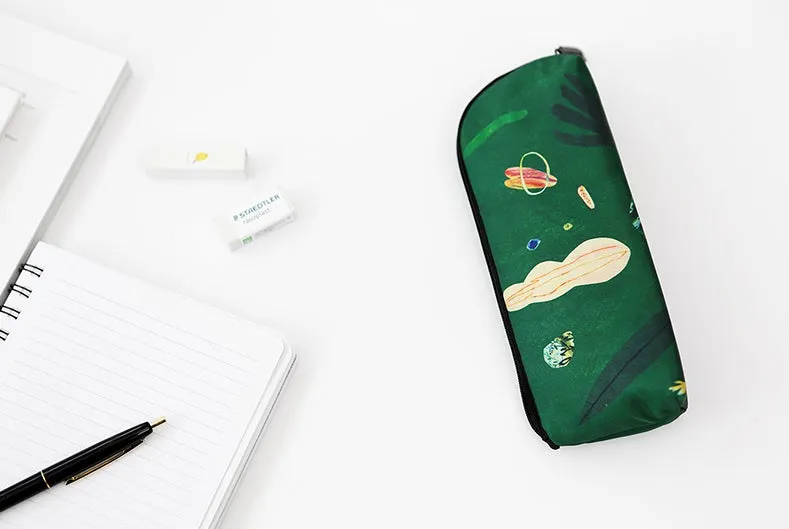 Green Island Graphic Pencil Cases Stationery Zipper School 19cm Office Cosmetics Pouches Artists Designer Prints Gifts Bags Purses Students Inner Pocket