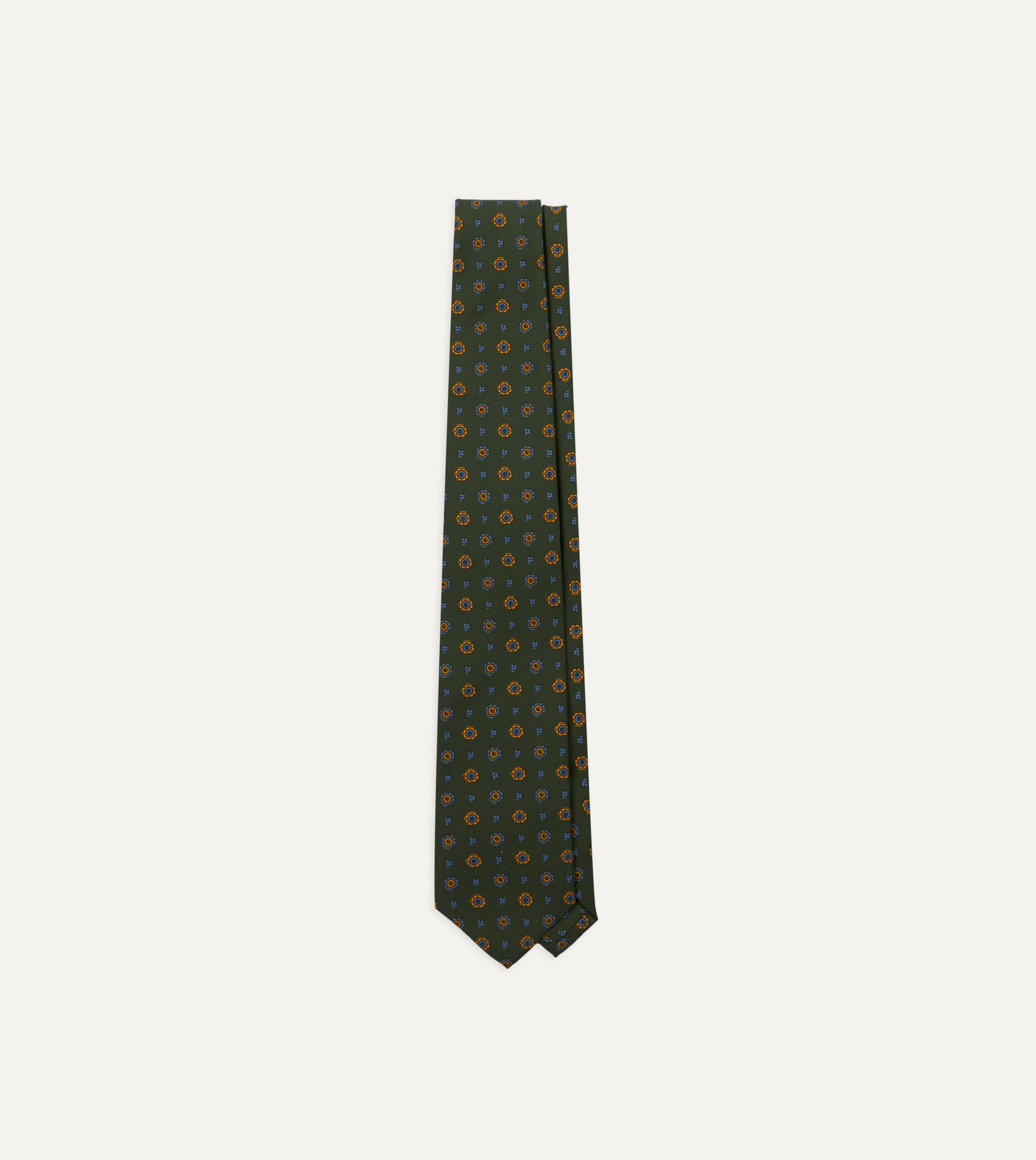 Green Medallion Print 36oz Madder Silk Self Tipped Tie