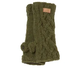 Green Wool Hand Warmers, fleece lined, mittens, mits,